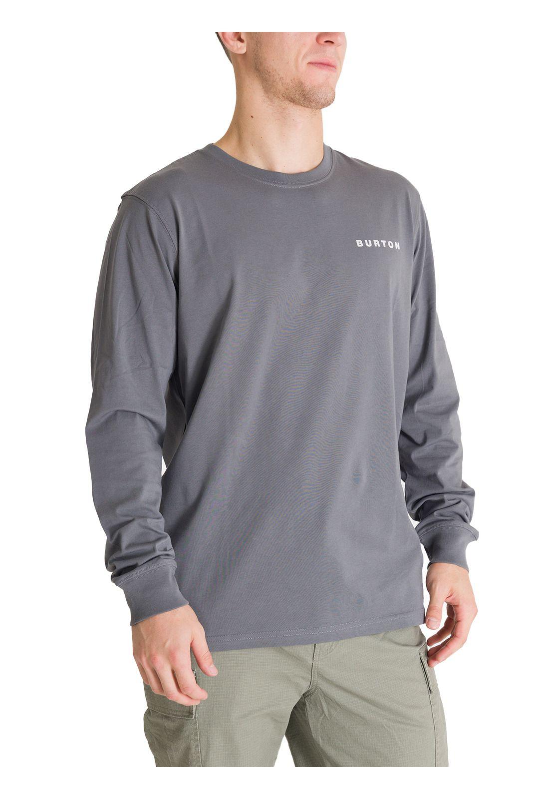 Polera Manga Larga Hombre Mini Chest Logo Gris Burton-1