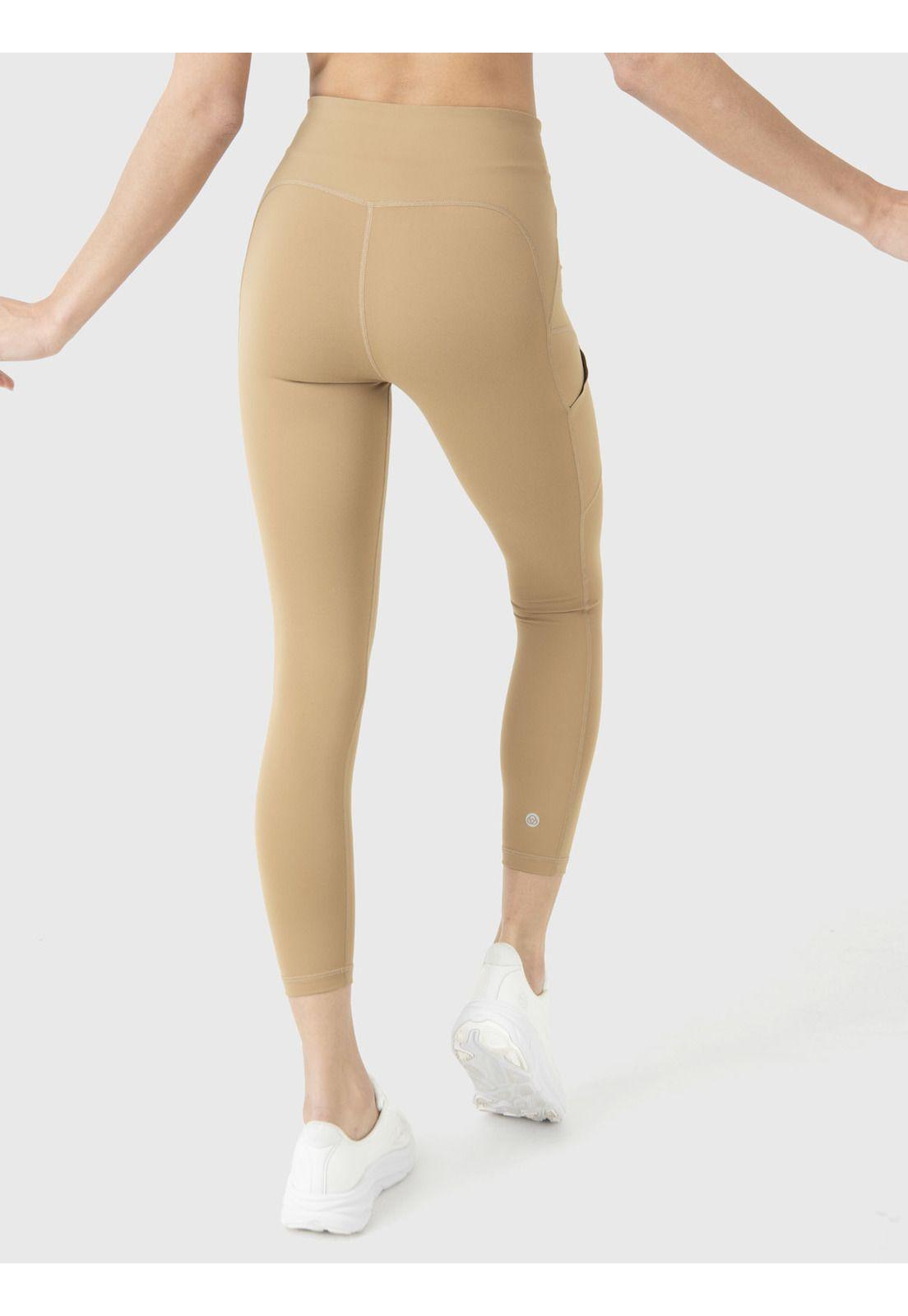 Calza Deportiva Mujer Pocket Ankle Legg Café Claro-3