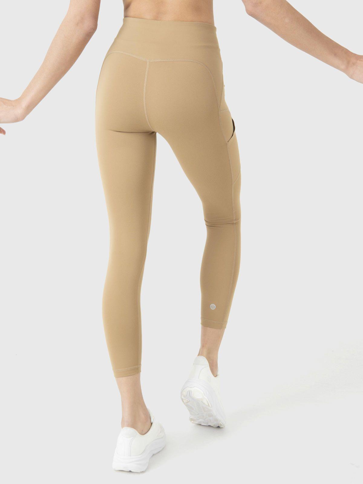 Calza Deportiva Mujer Pocket Ankle Legg Café Claro-3