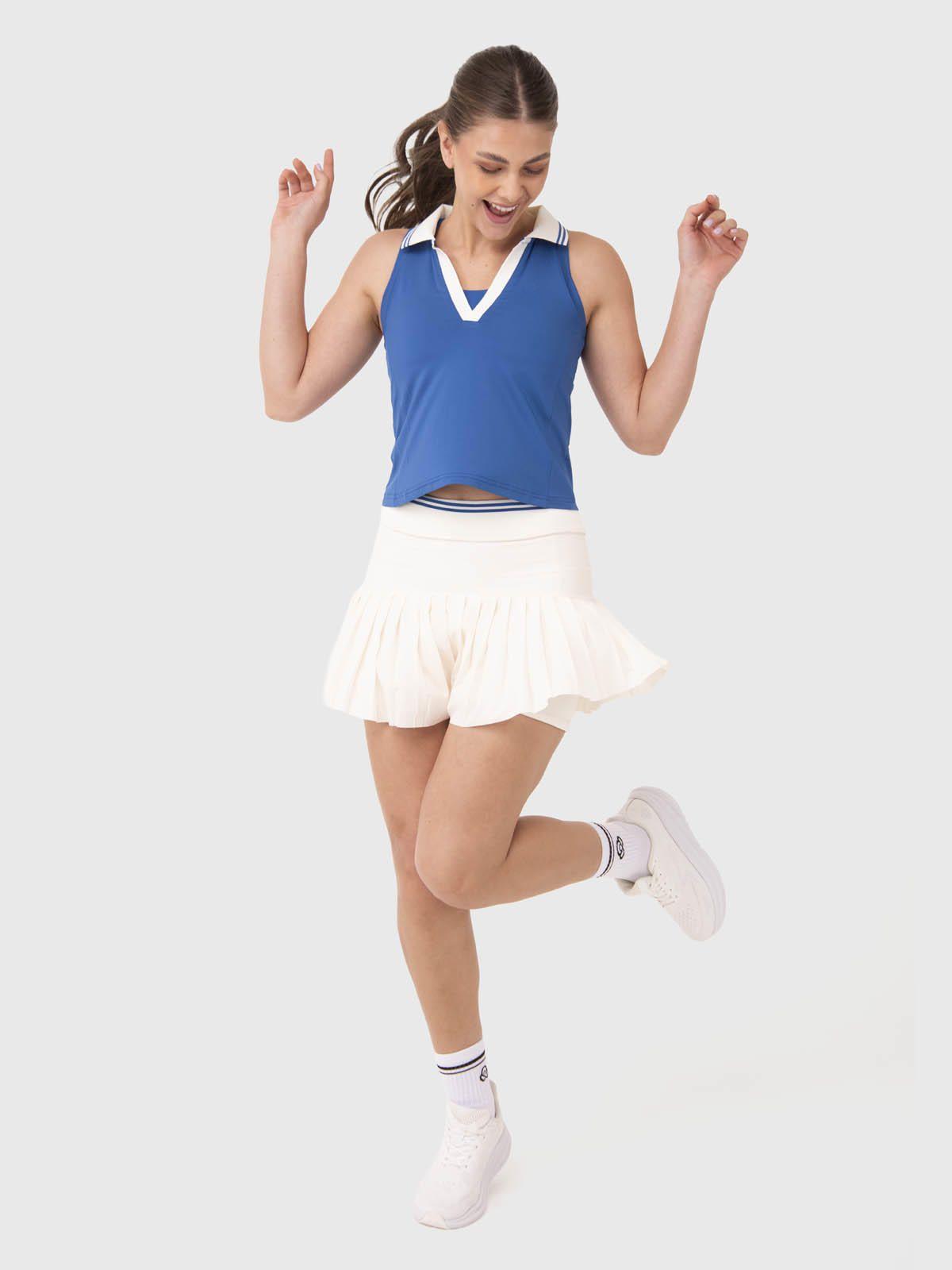 Polera Mujer Polo Crop Azul-4