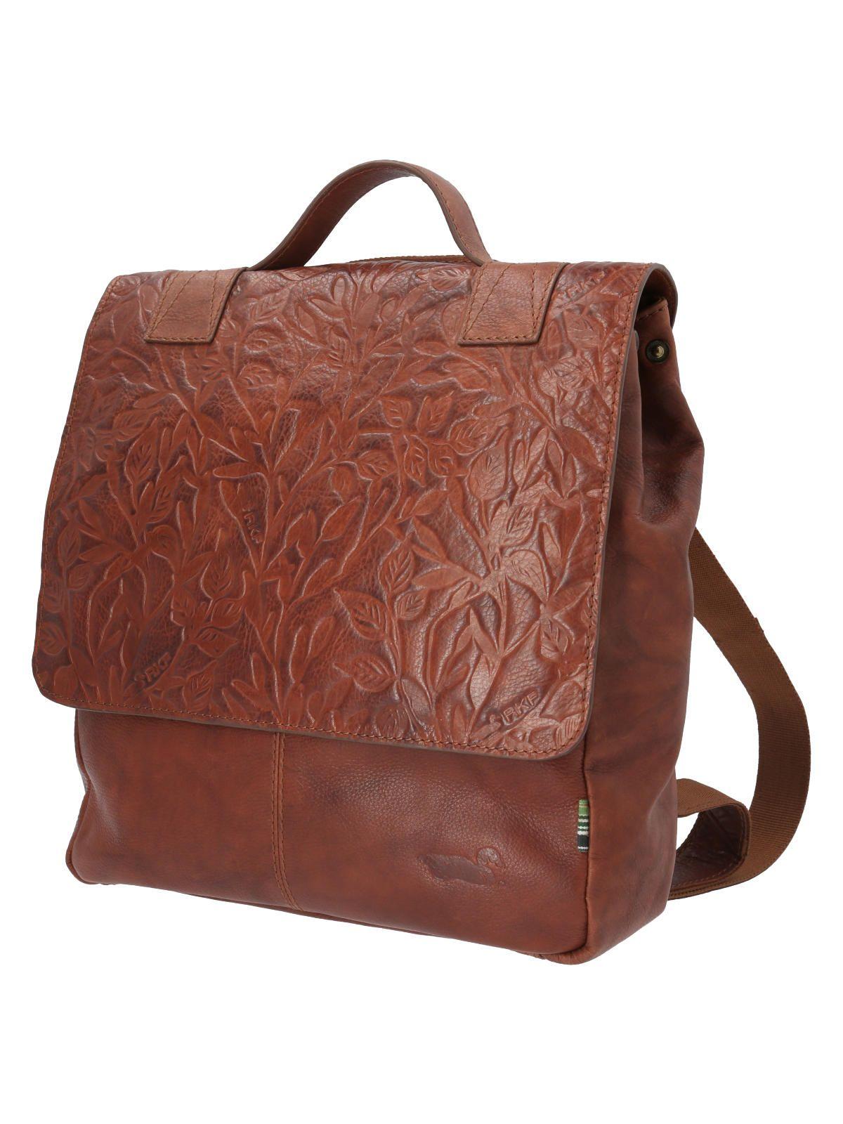 Cartera Cuero Café Aq Flower Backbag Mujer-1