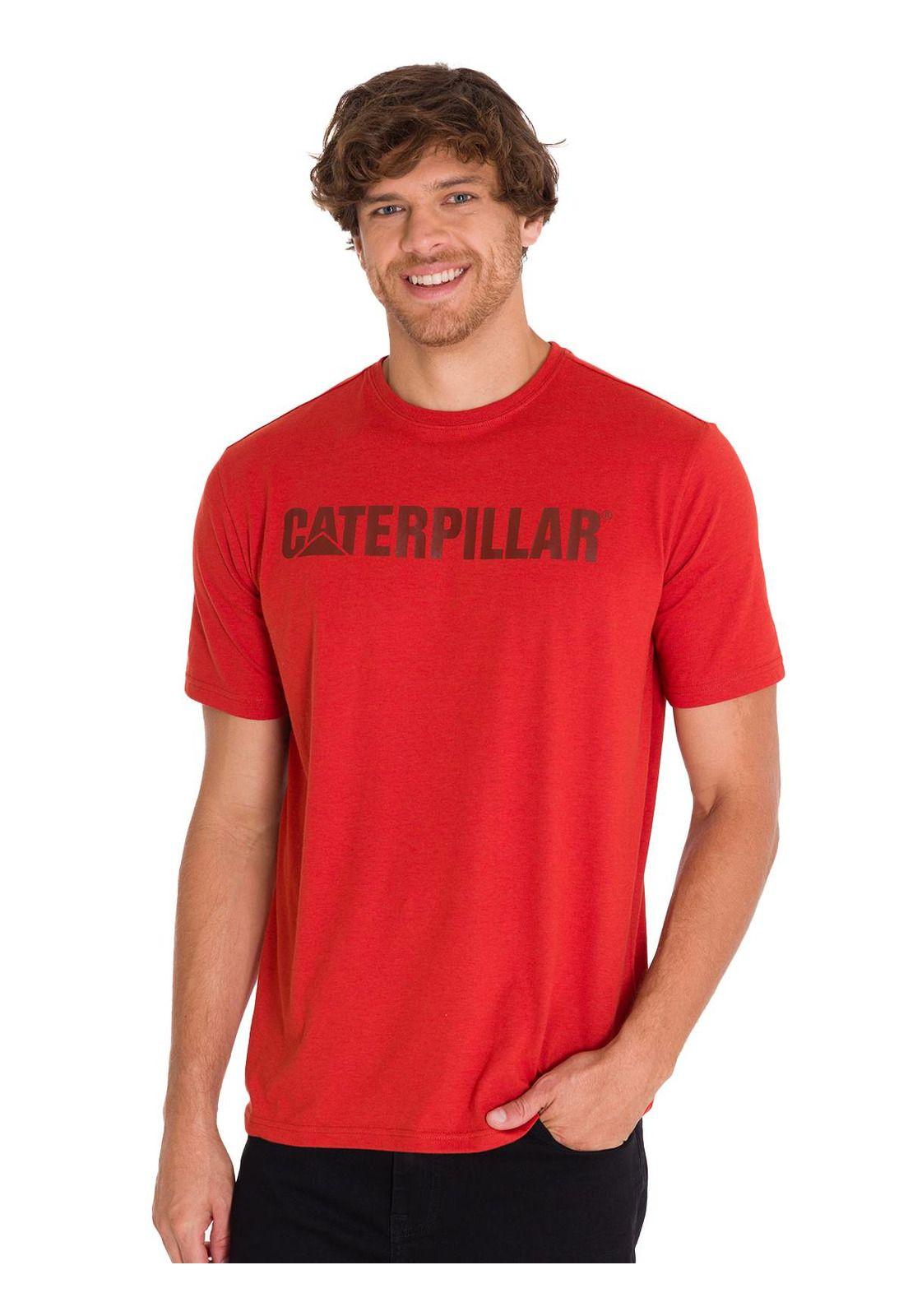 Polera Manga Corta Logoerpillar Hombre Rojo-0