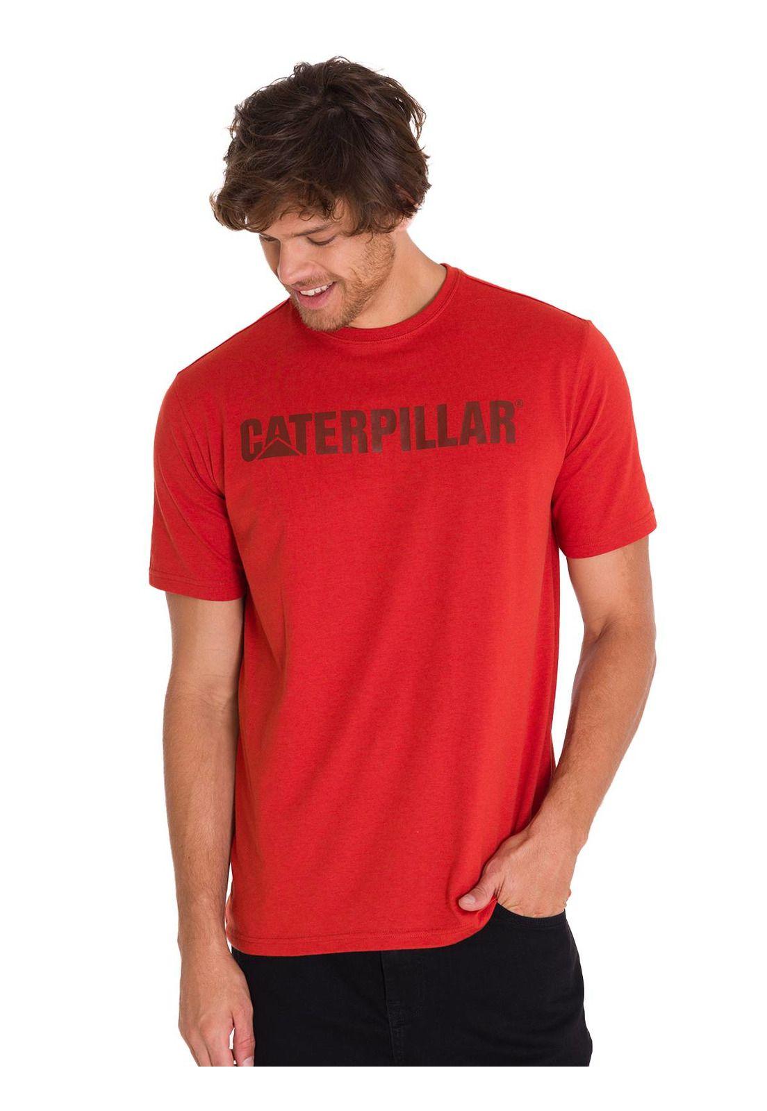 Polera Manga Corta Logoerpillar Hombre Rojo-1