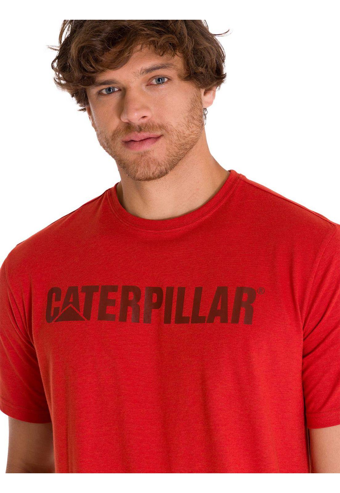 Polera Manga Corta Logoerpillar Hombre Rojo-4
