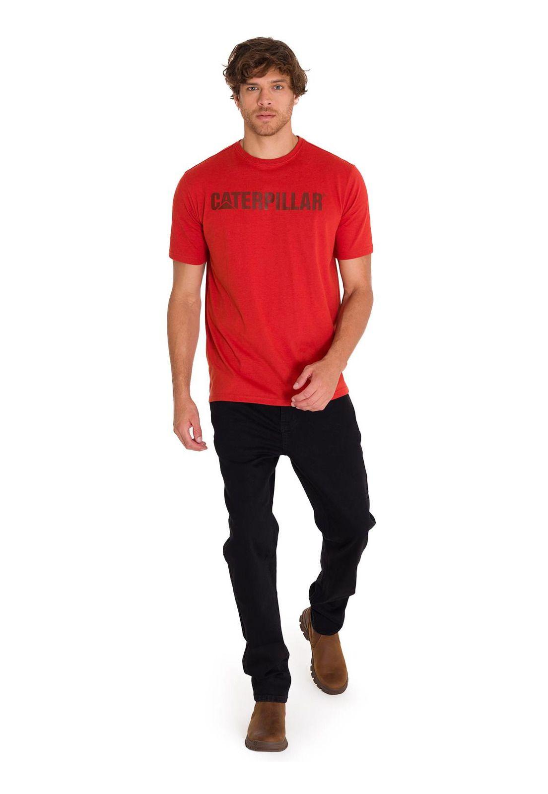 Polera Manga Corta Logoerpillar Hombre Rojo-5