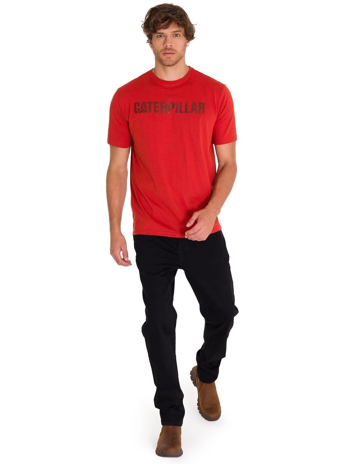 Polera Manga Corta Logoerpillar Hombre Rojo-5