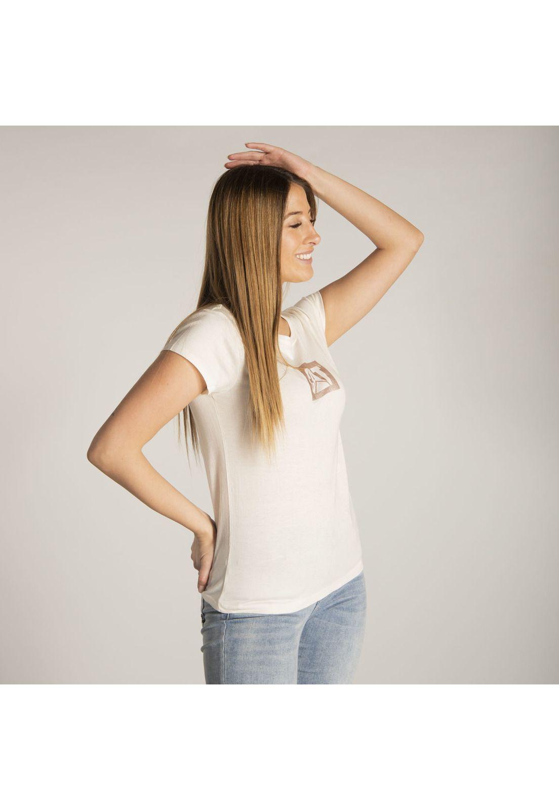 Polera M/C Mujer Metallic Branded Box Blanco-1