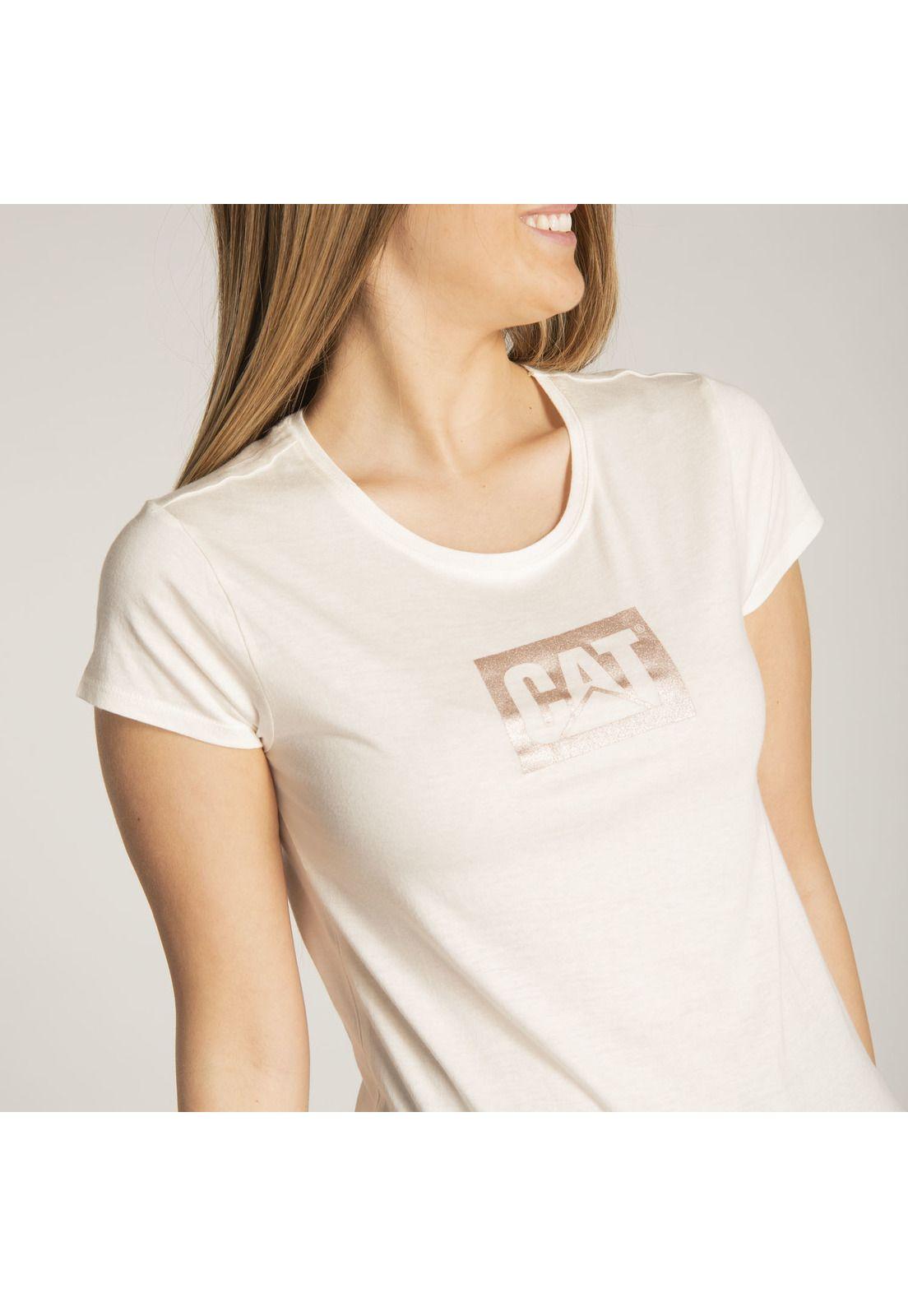 Polera M/C Mujer Metallic Branded Box Blanco-4