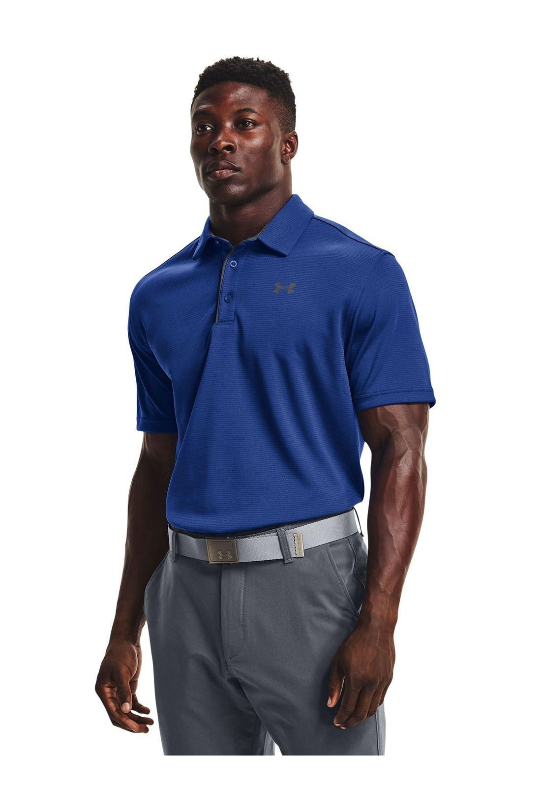 Polo UA Tech para hombre Azul-3