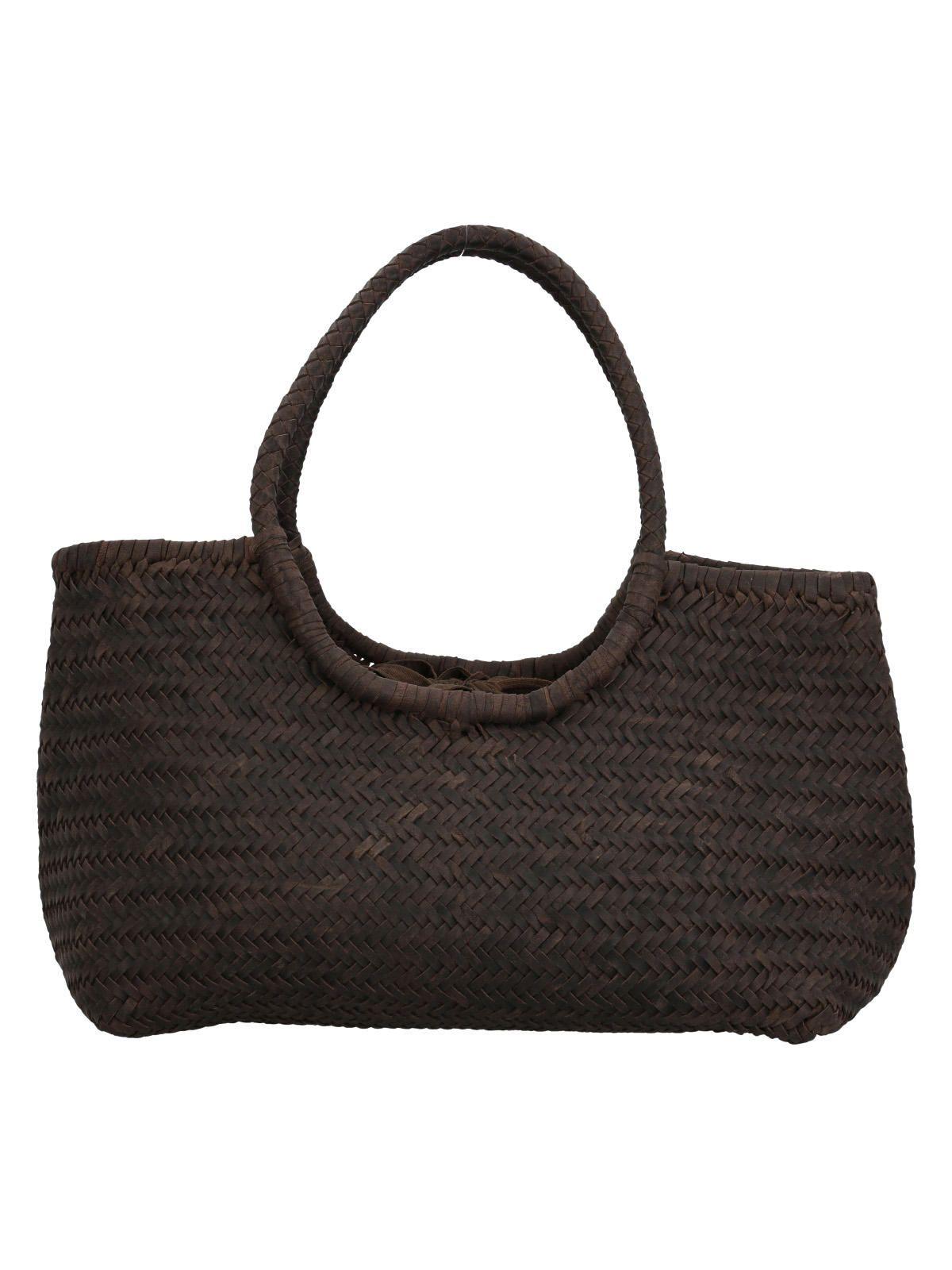 Cartera Cuero Mujer Ks Woven Tote Café-2