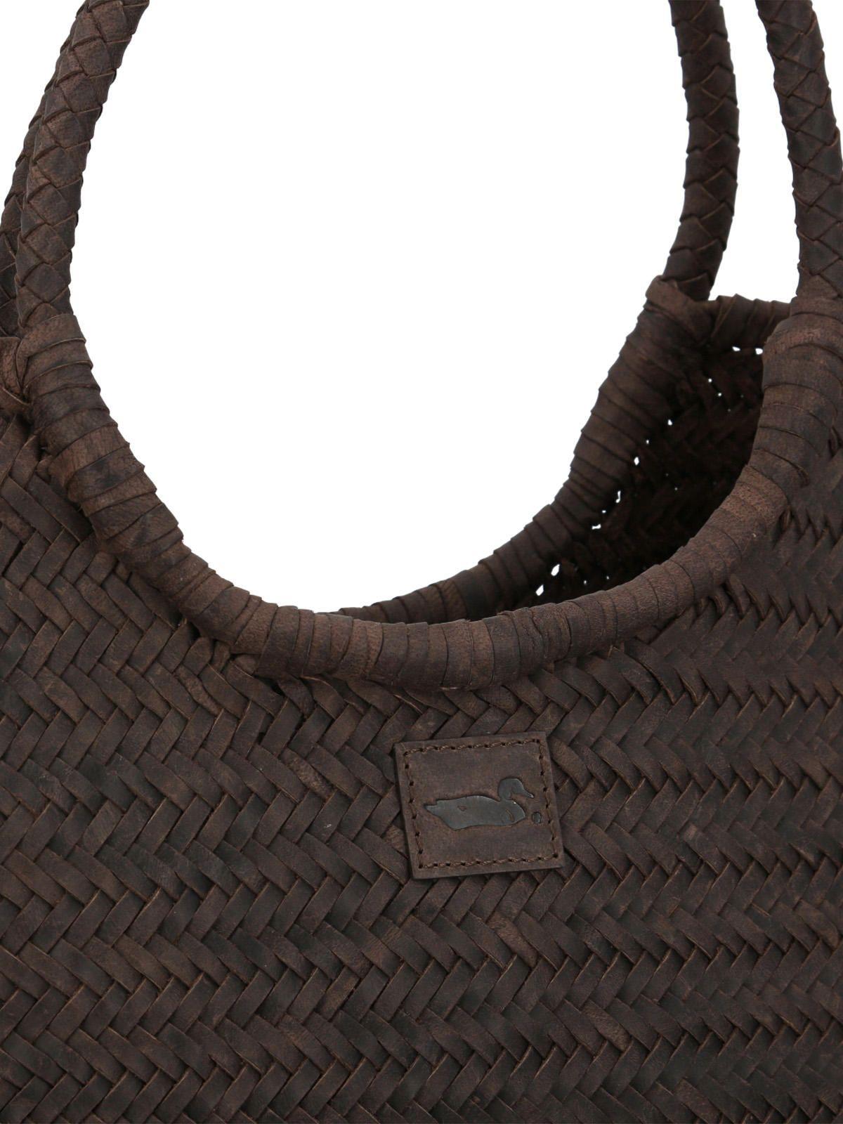 Cartera Cuero Mujer Ks Woven Tote Café-4