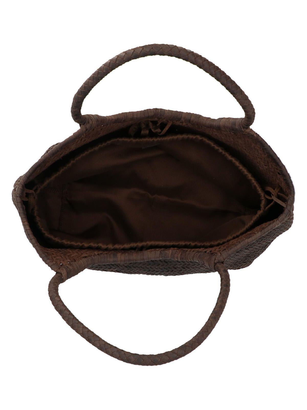 Cartera Cuero Mujer Ks Woven Tote Café-5