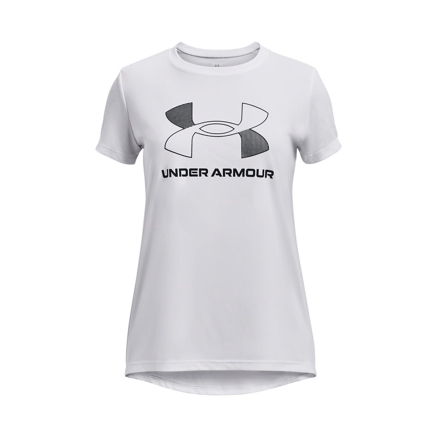 Polera manga corta UA Tech niña Blanco-0