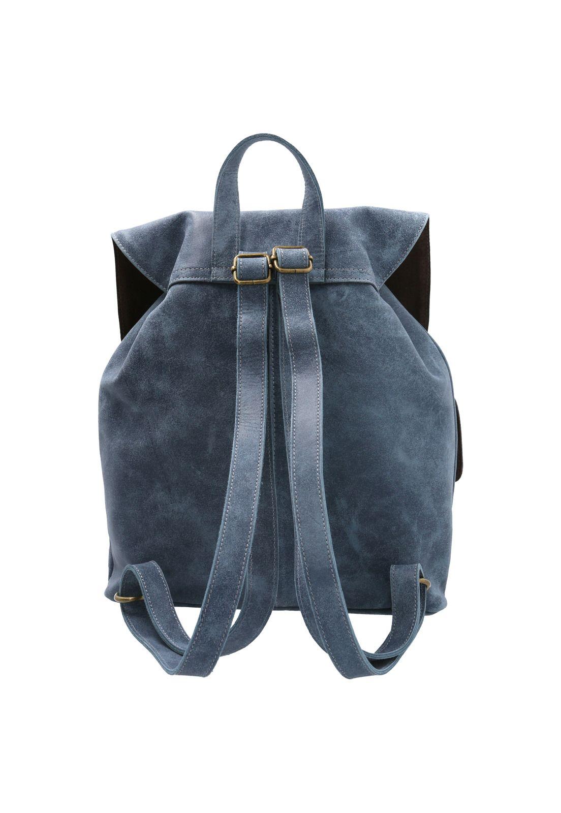 Mochila Cuero Mujer RKF BackPack Azul-2