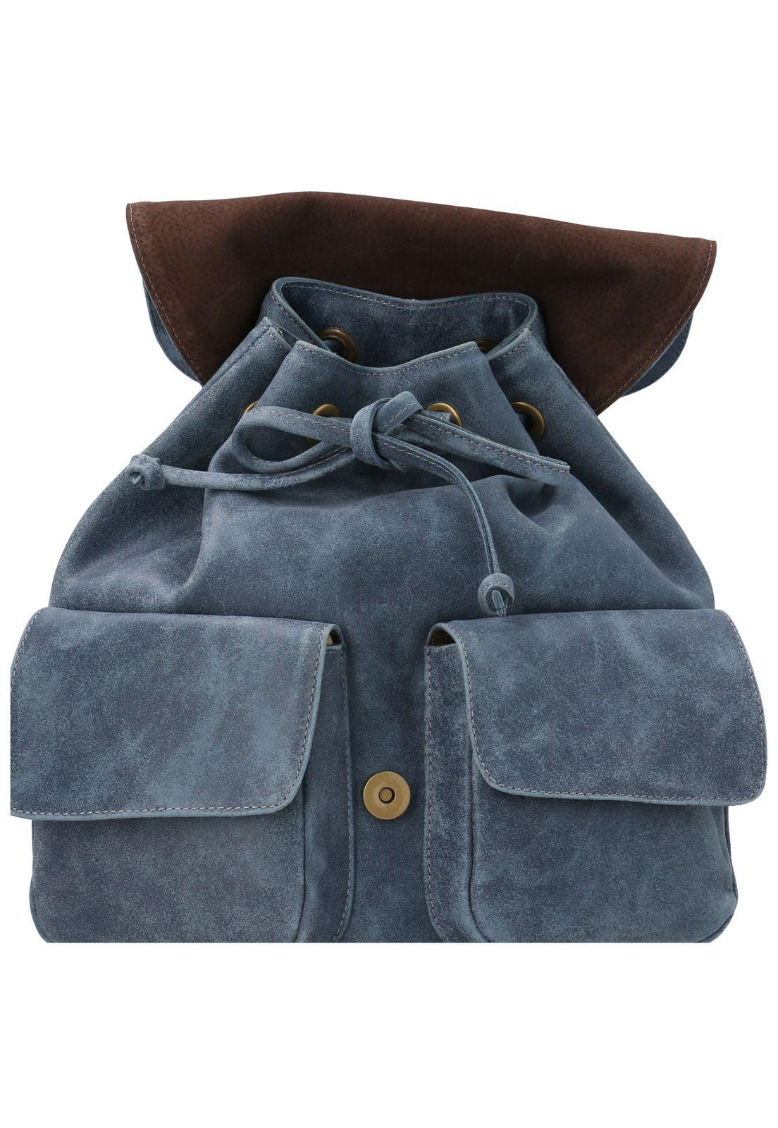 Mochila Cuero Mujer RKF BackPack Azul-3