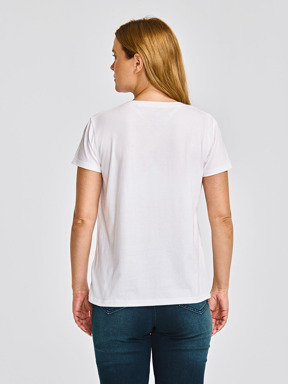 Polera cuello en V Manga Corta Mujer Script Blanco-4