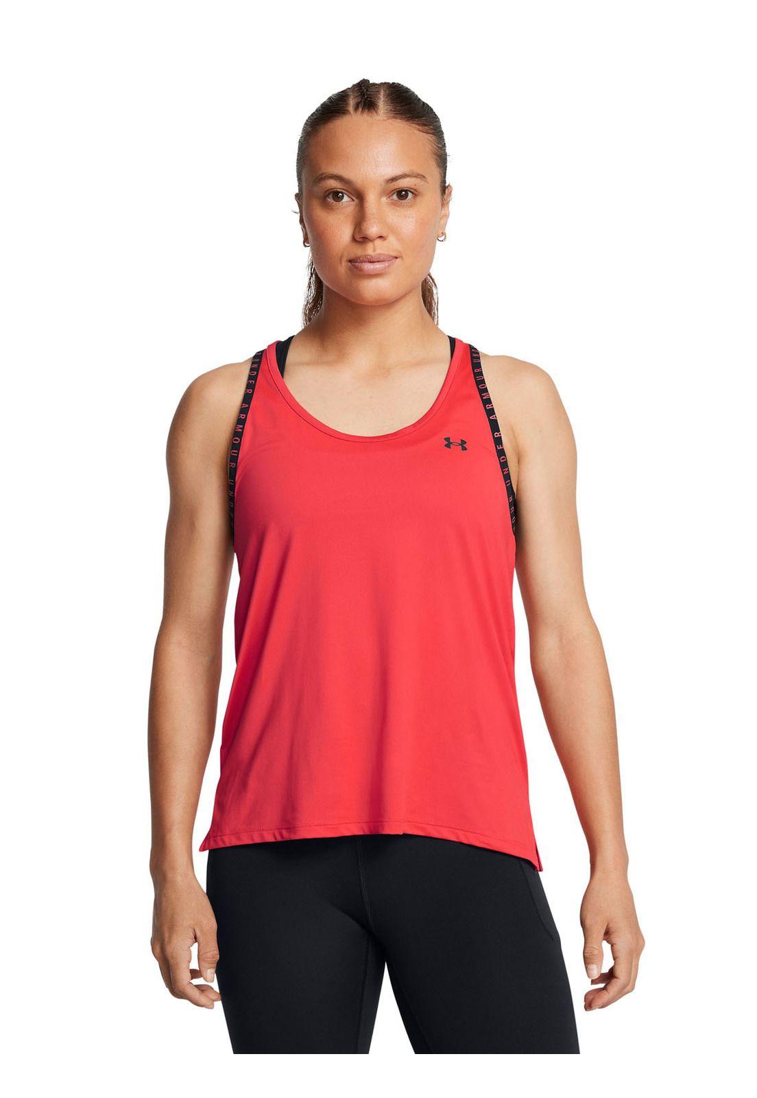 Polera sin mangas Knockout para mujer Rojo-3