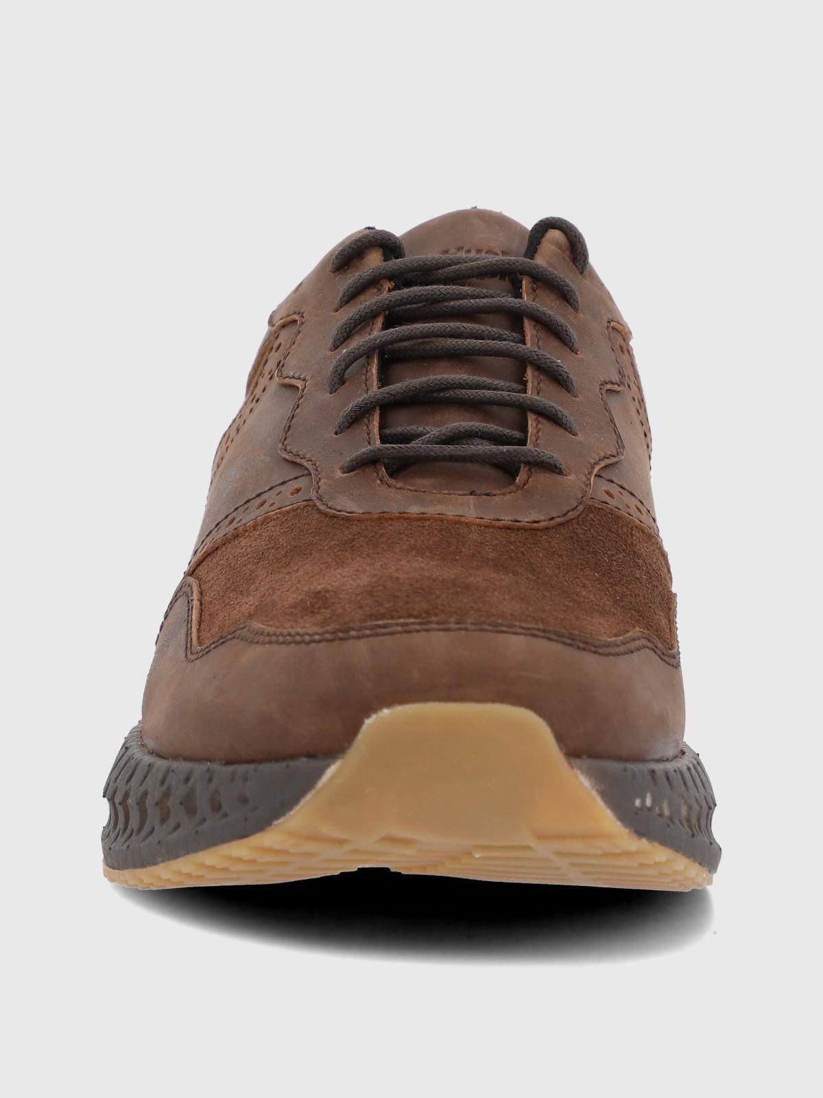 Zapatilla Cuero Hombre Spinal Brio Café-3