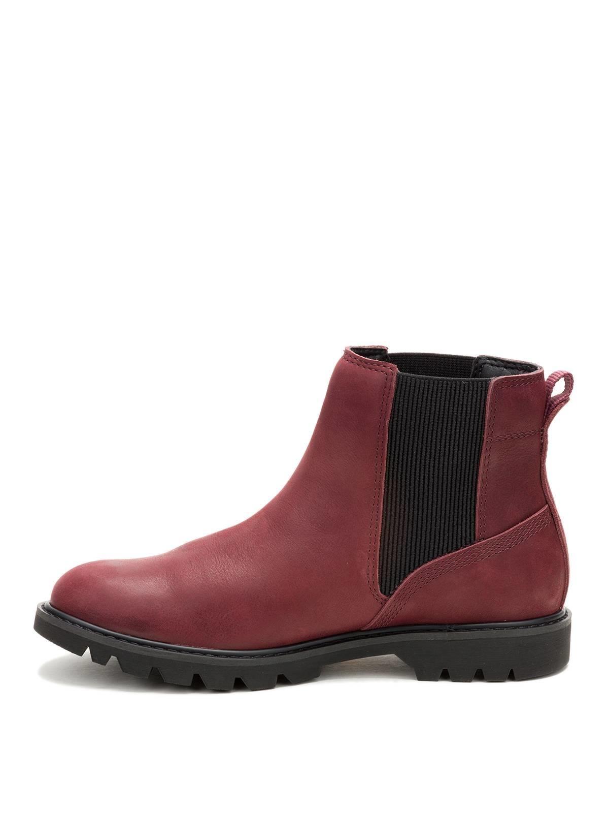 Botin Cuero Mujer Colorado Chelsea Burdeo-3