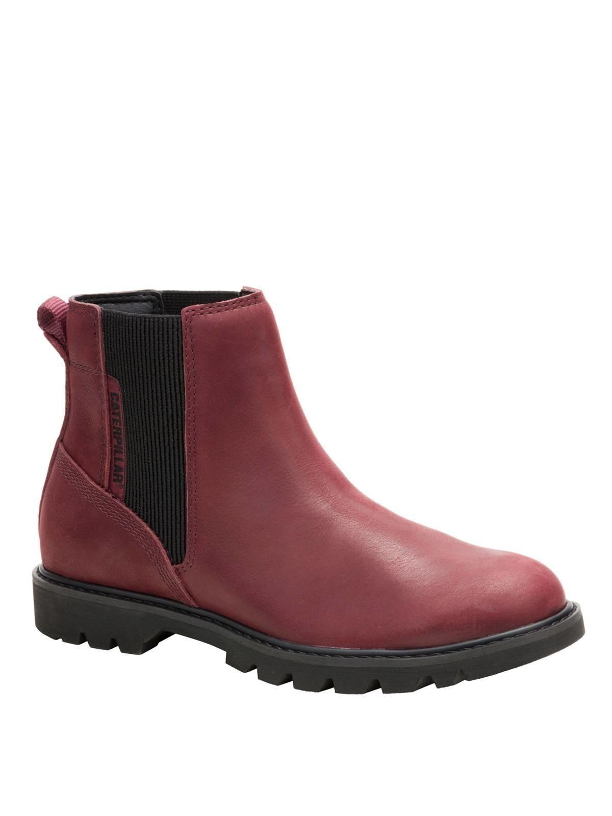Botin Cuero Mujer Colorado Chelsea Burdeo-0