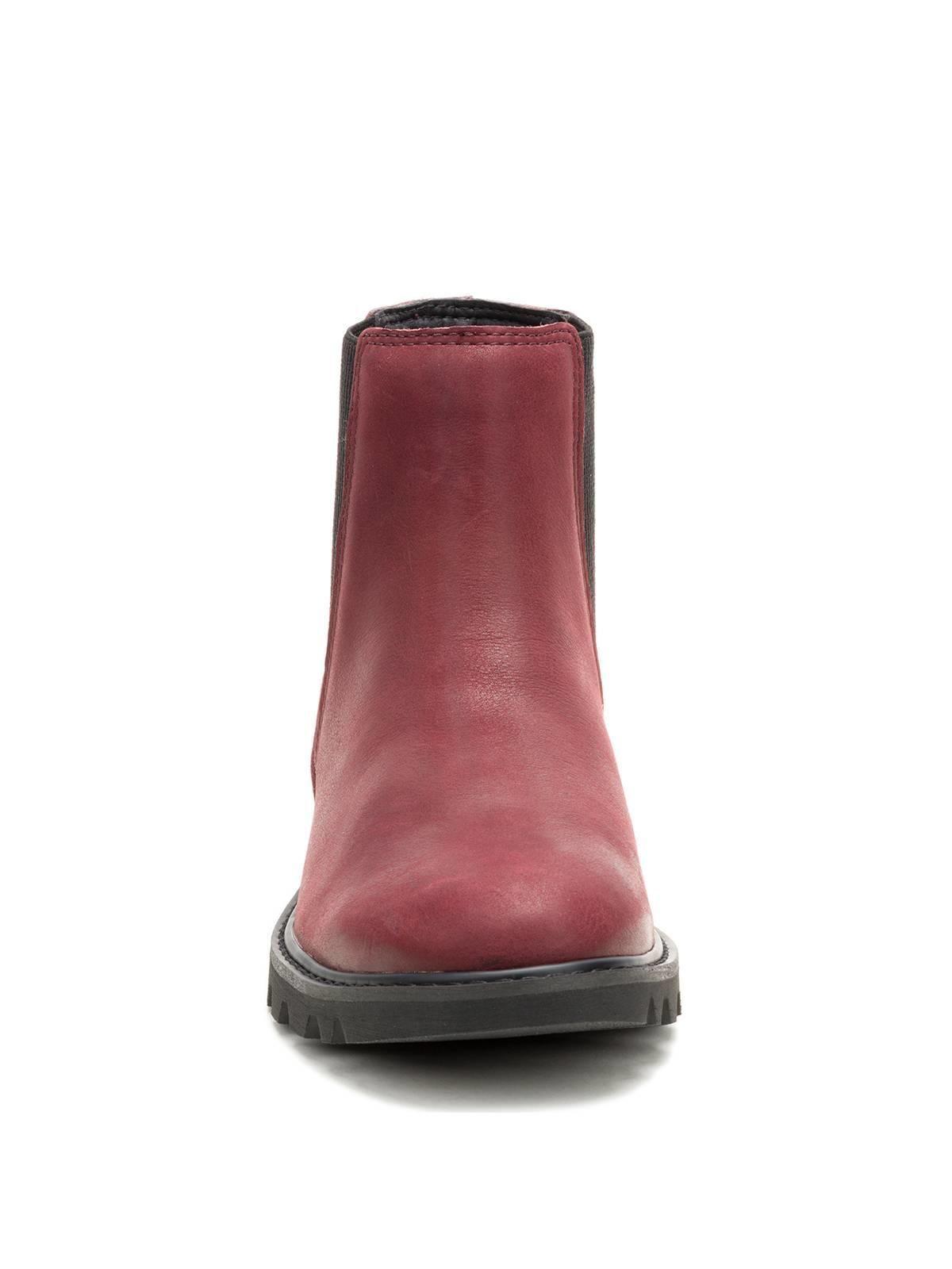 Botin Cuero Mujer Colorado Chelsea Burdeo-4
