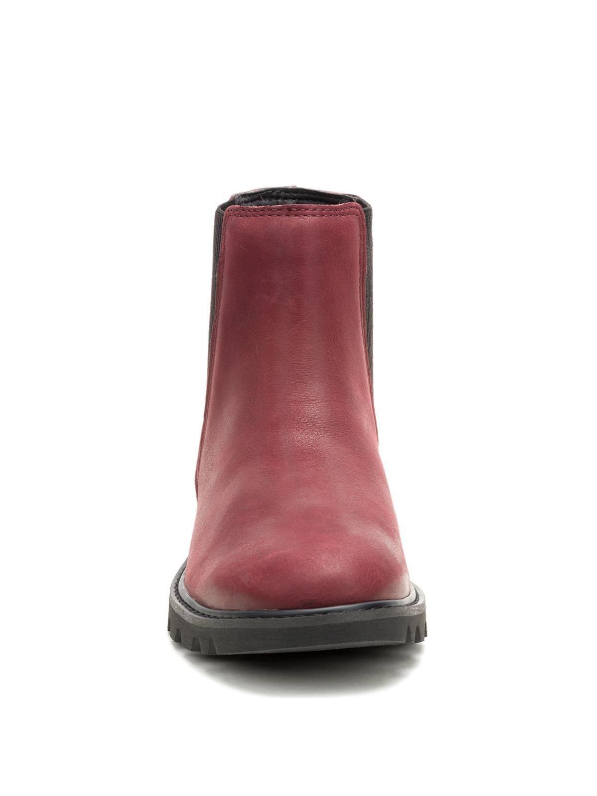 Botin Cuero Mujer Colorado Chelsea Burdeo-4