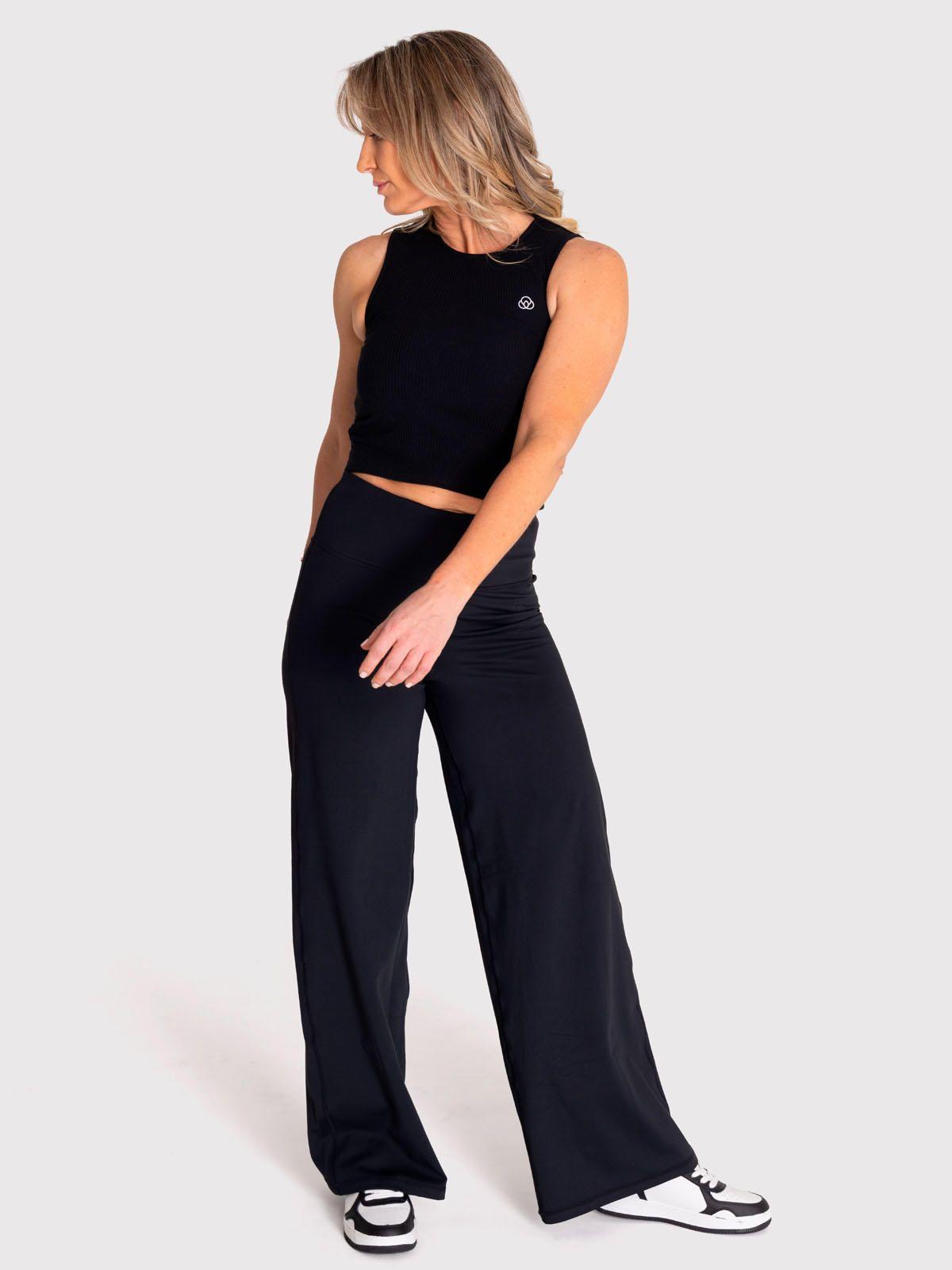 Pantalón Mujer Wide Leg Negro-1