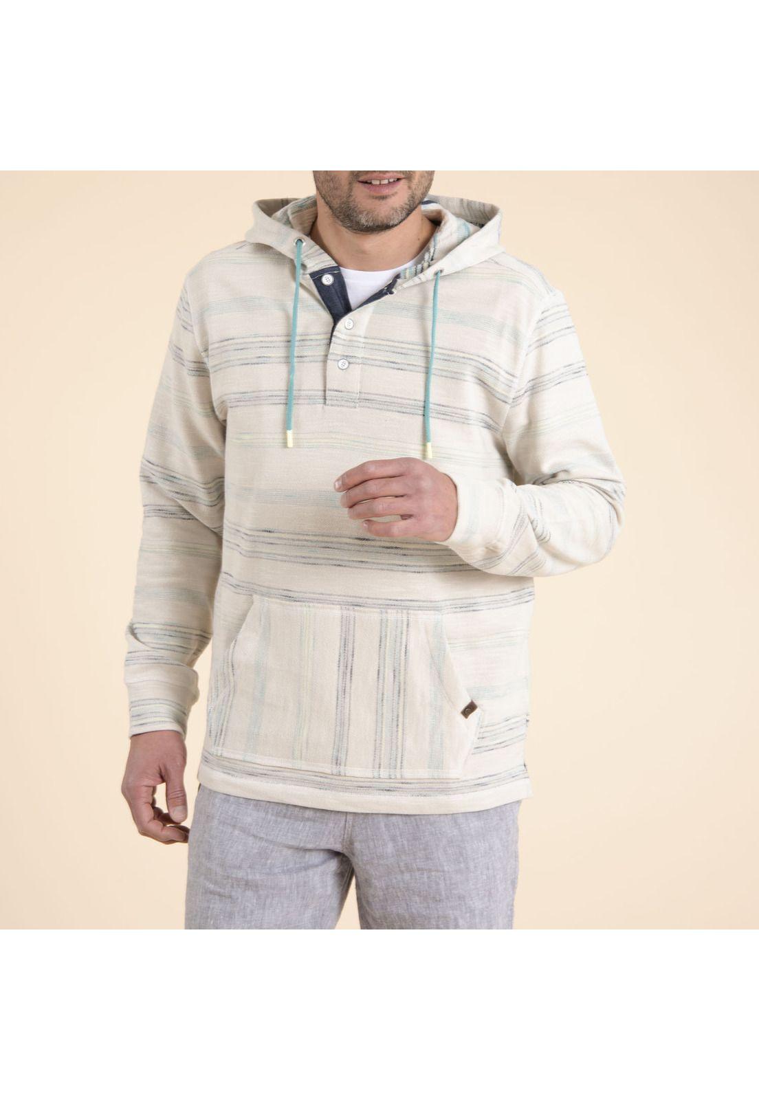 Polerón Algodón Org Hombre Stripe Turquesa-1