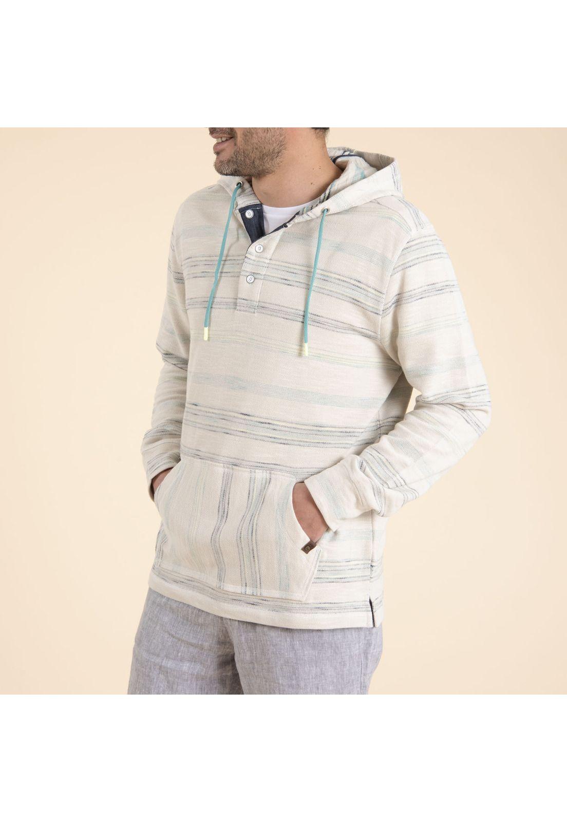 Polerón Algodón Org Hombre Stripe Turquesa-2