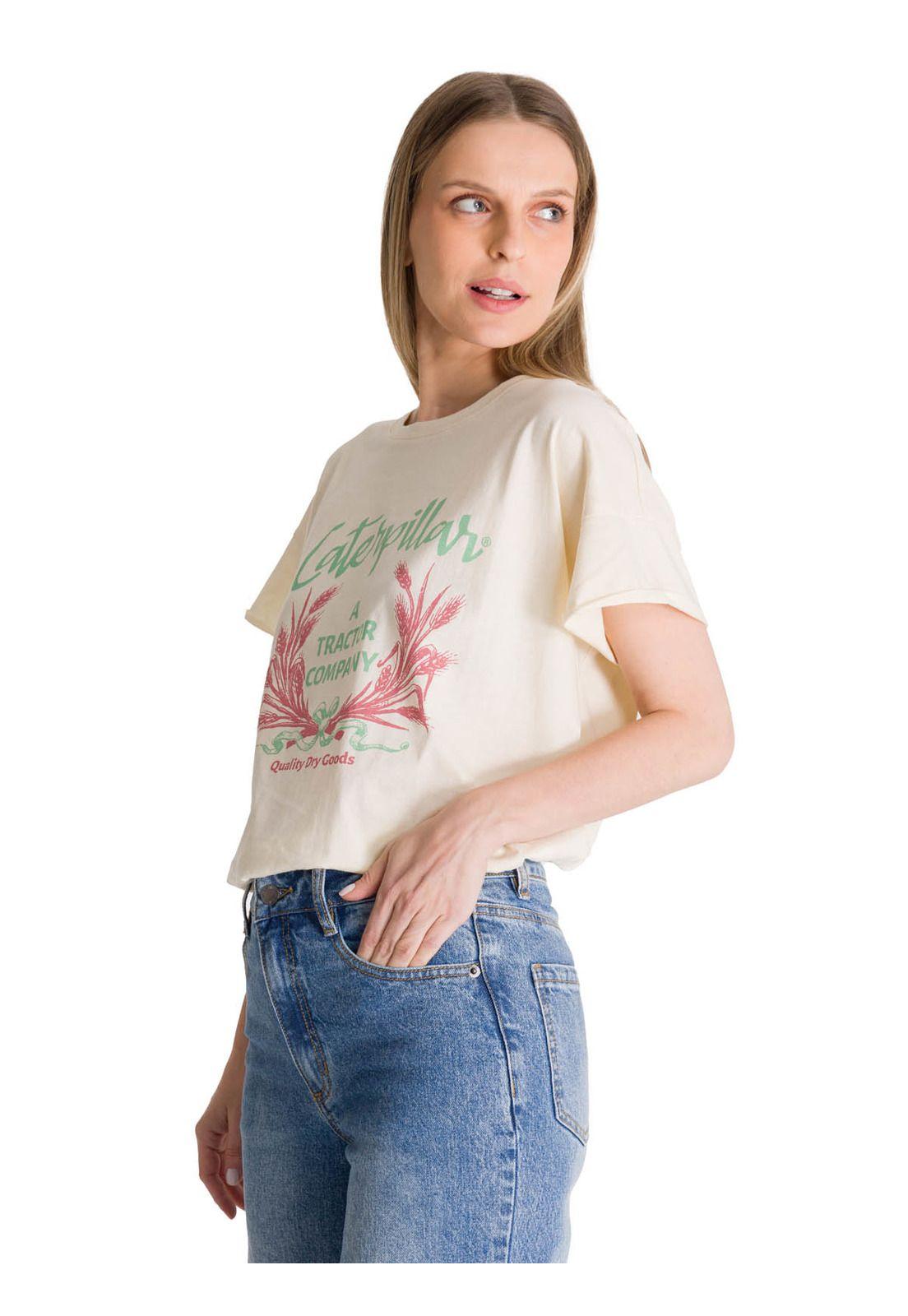 Polera Manga Corta Mujer Diseño Crema-3