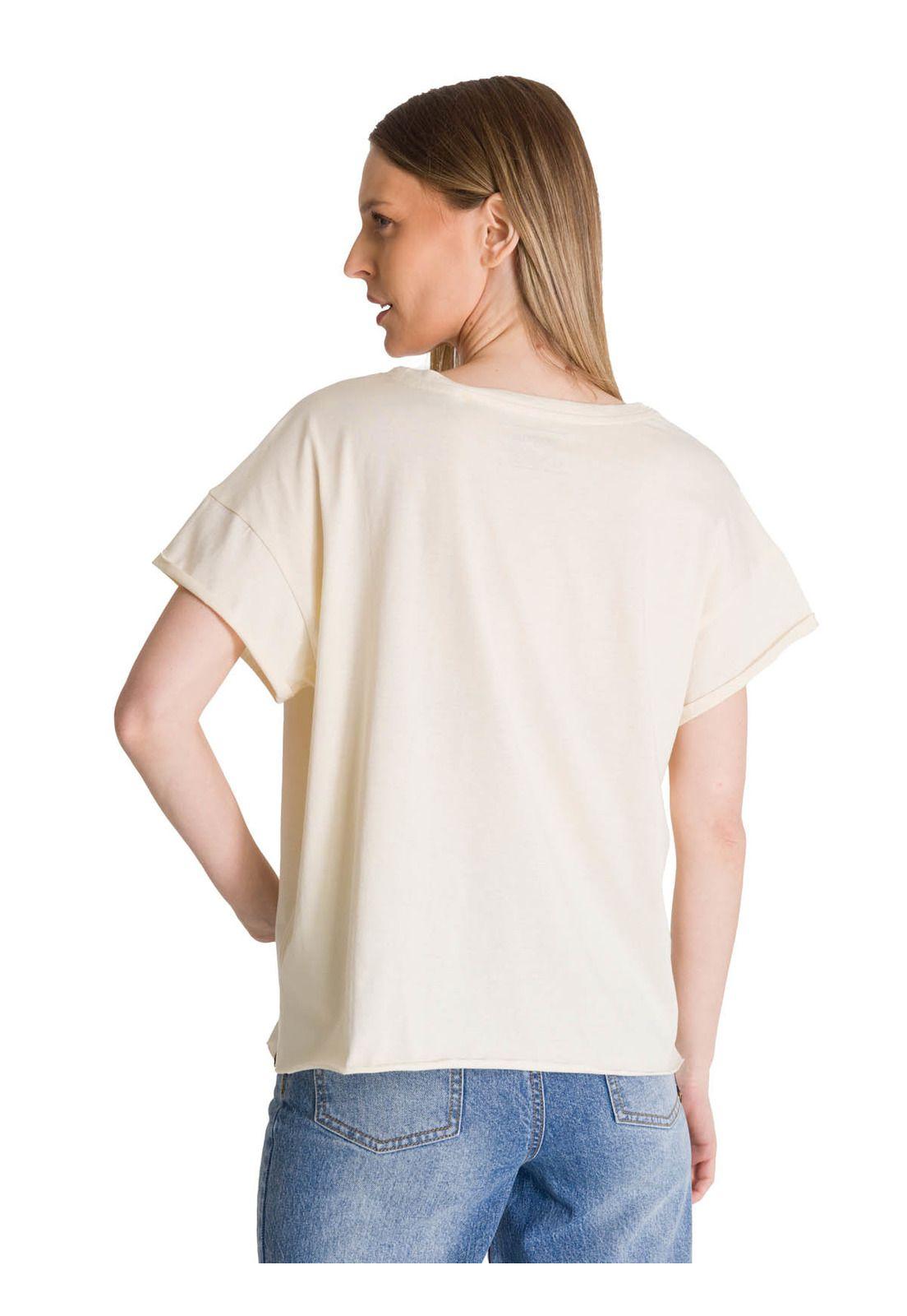 Polera Manga Corta Mujer Diseño Crema-4
