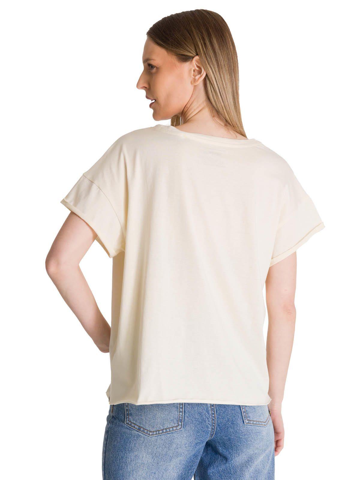 Polera Manga Corta Mujer Diseño Crema-4