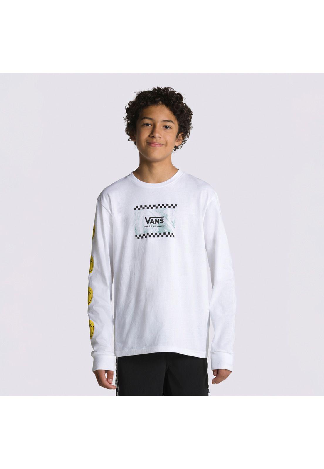 Polera Manga Larga Marble Ls Blanco Niño-0