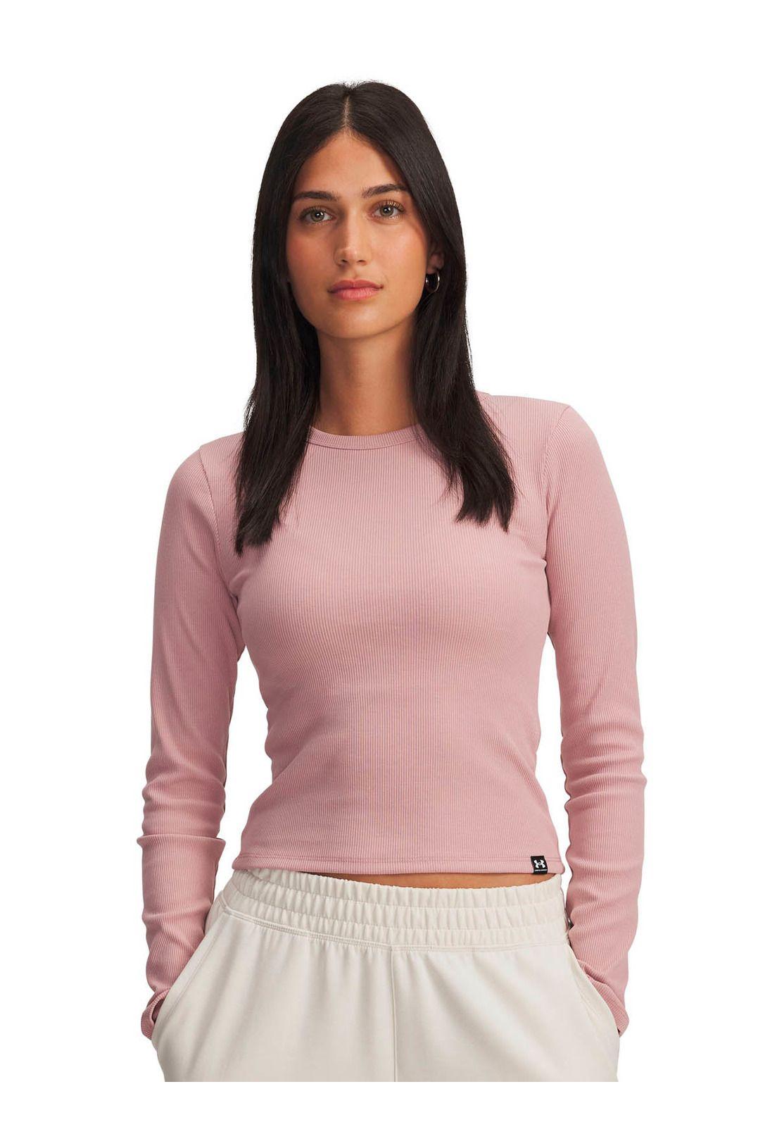 Polera M/L Lifestyle para mujer Rival Rib rosado -0