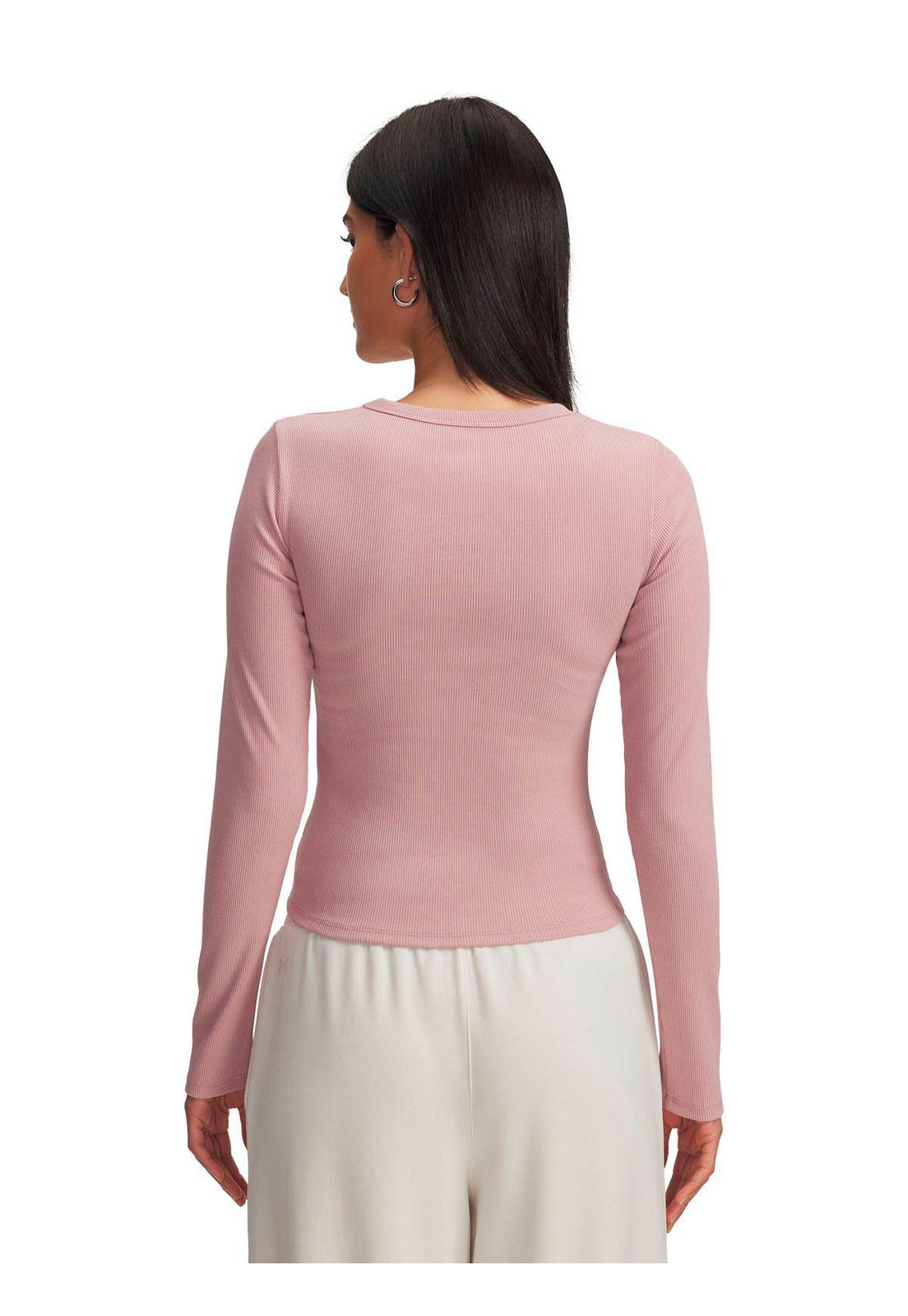 Polera M/L Lifestyle para mujer Rival Rib rosado -1