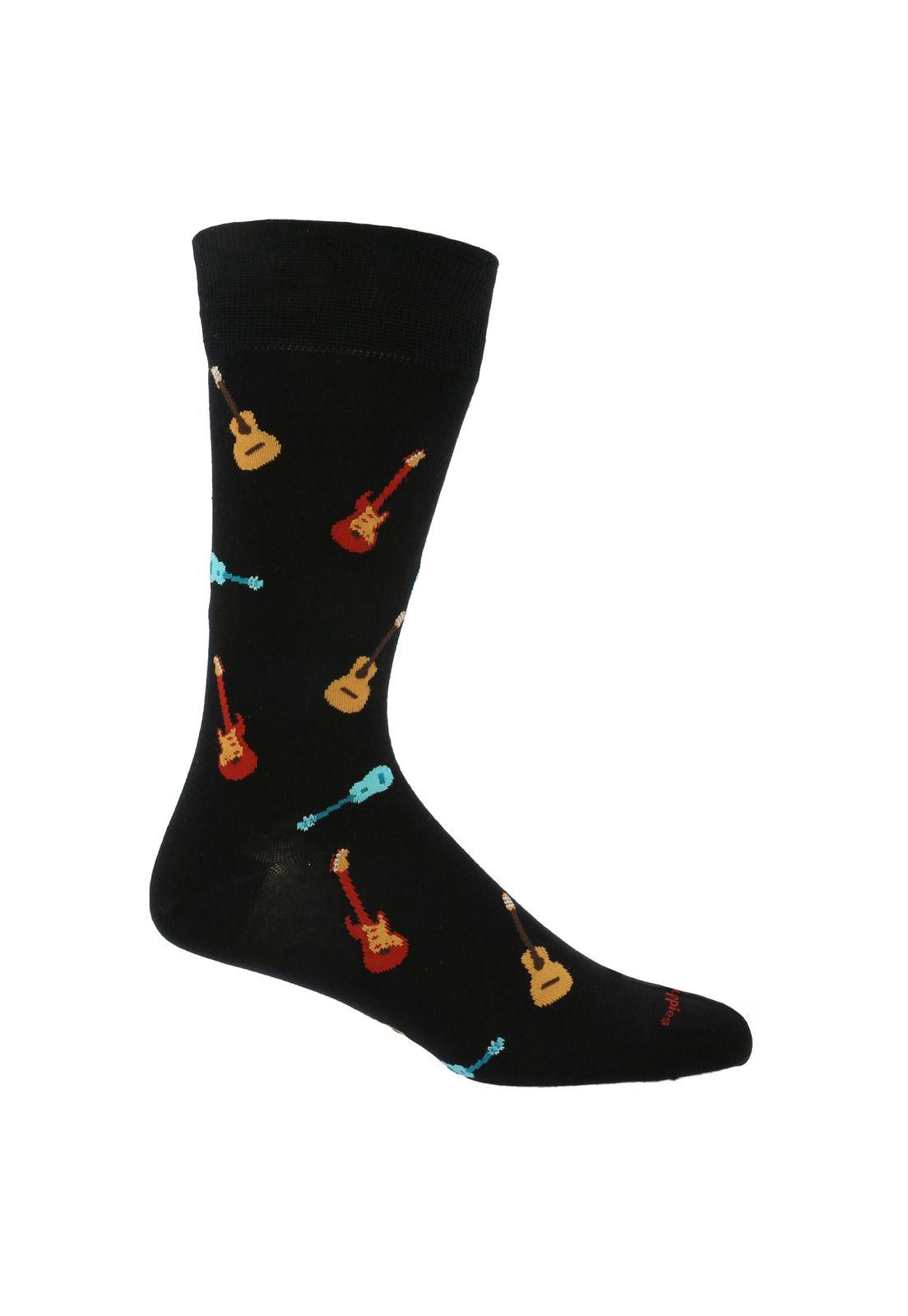 Calcetín Algodón Hombre Guitar Negro-0