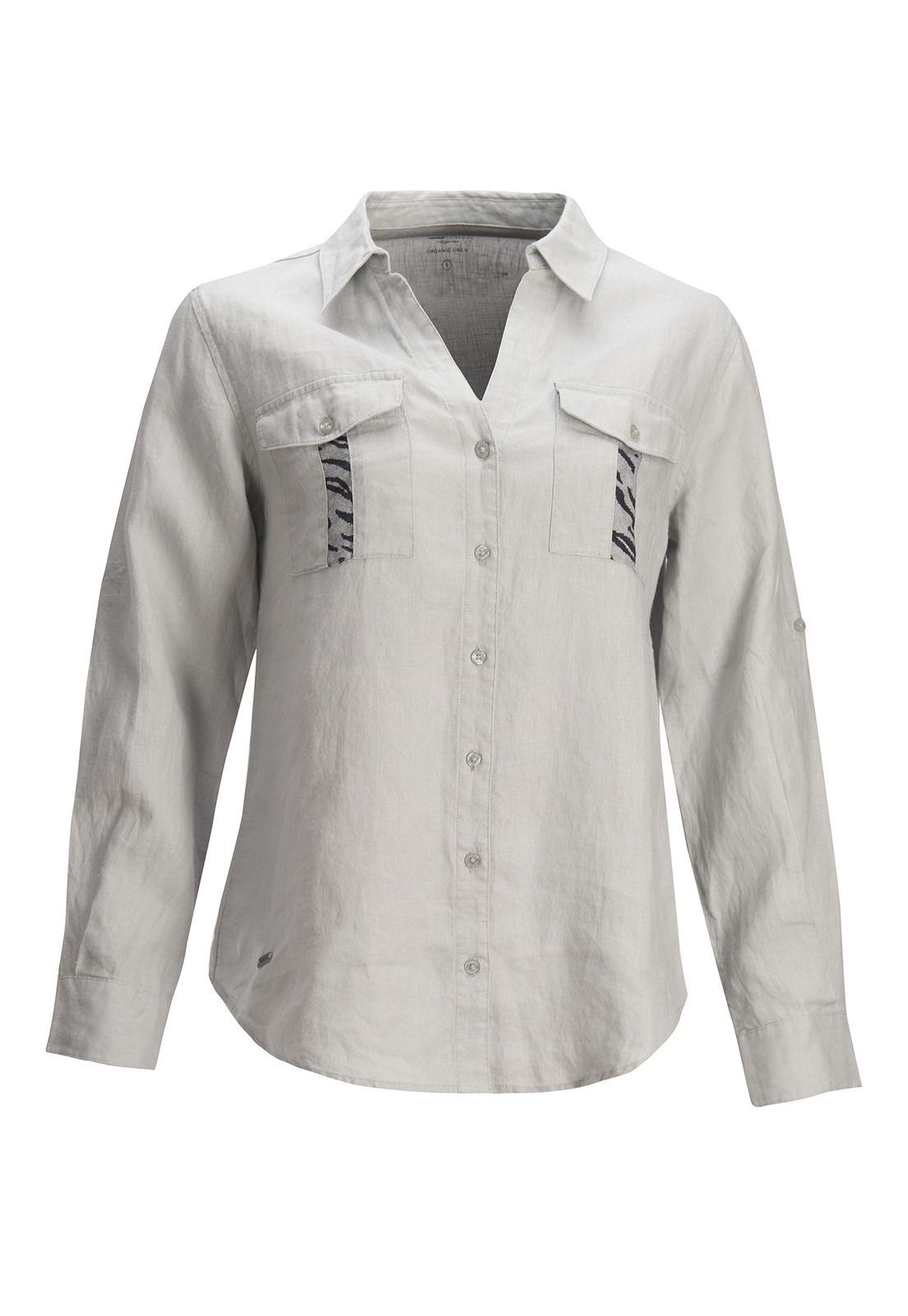 Blusa Lino Orgánico Mujer Wild Gris-0