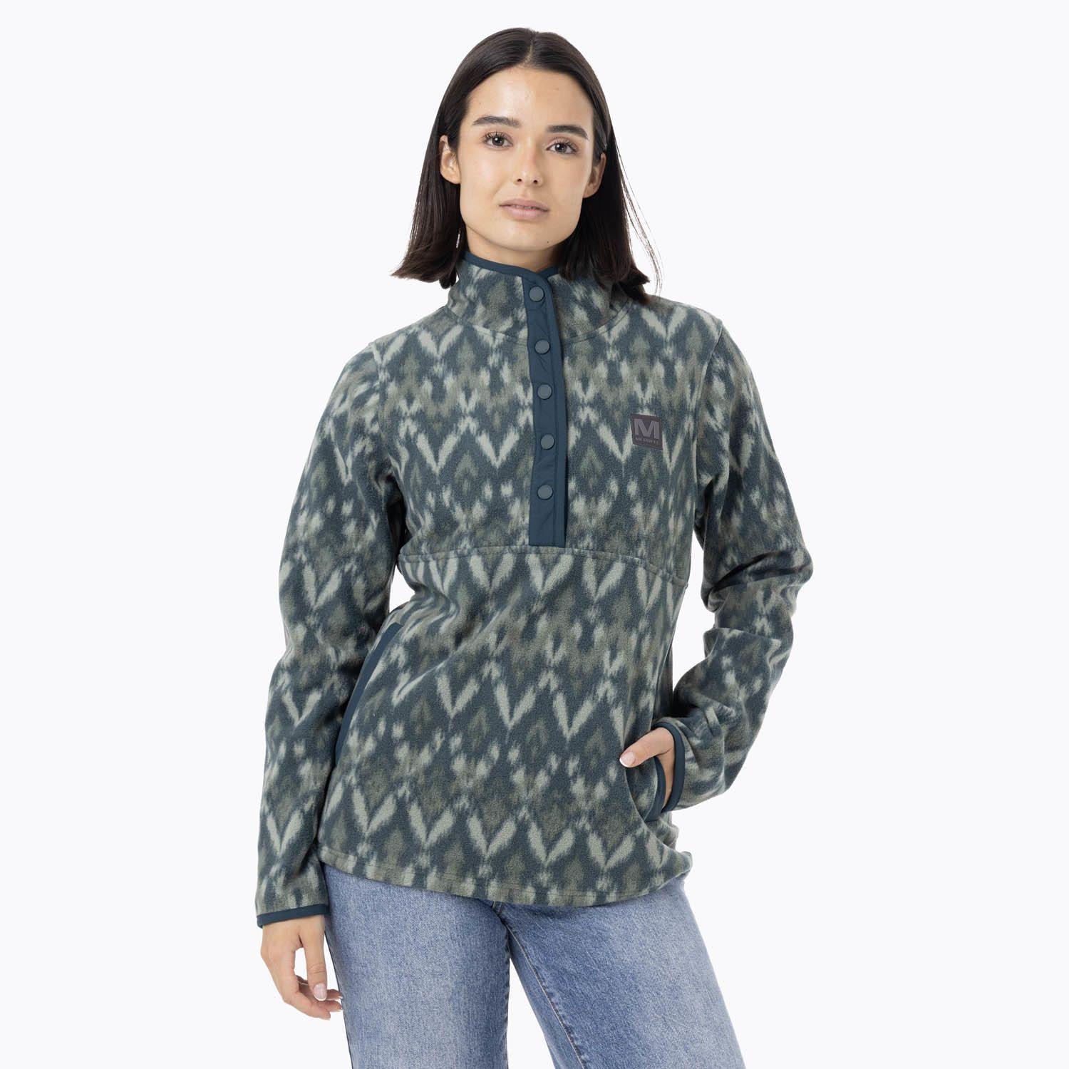 Polar Mujer Deches Print Snap Microfleece Verde-0