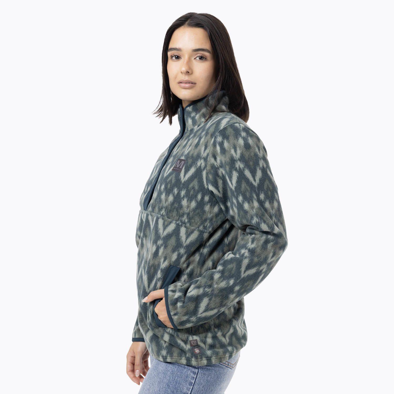 Polar Mujer Deches Print Snap Microfleece Verde-1