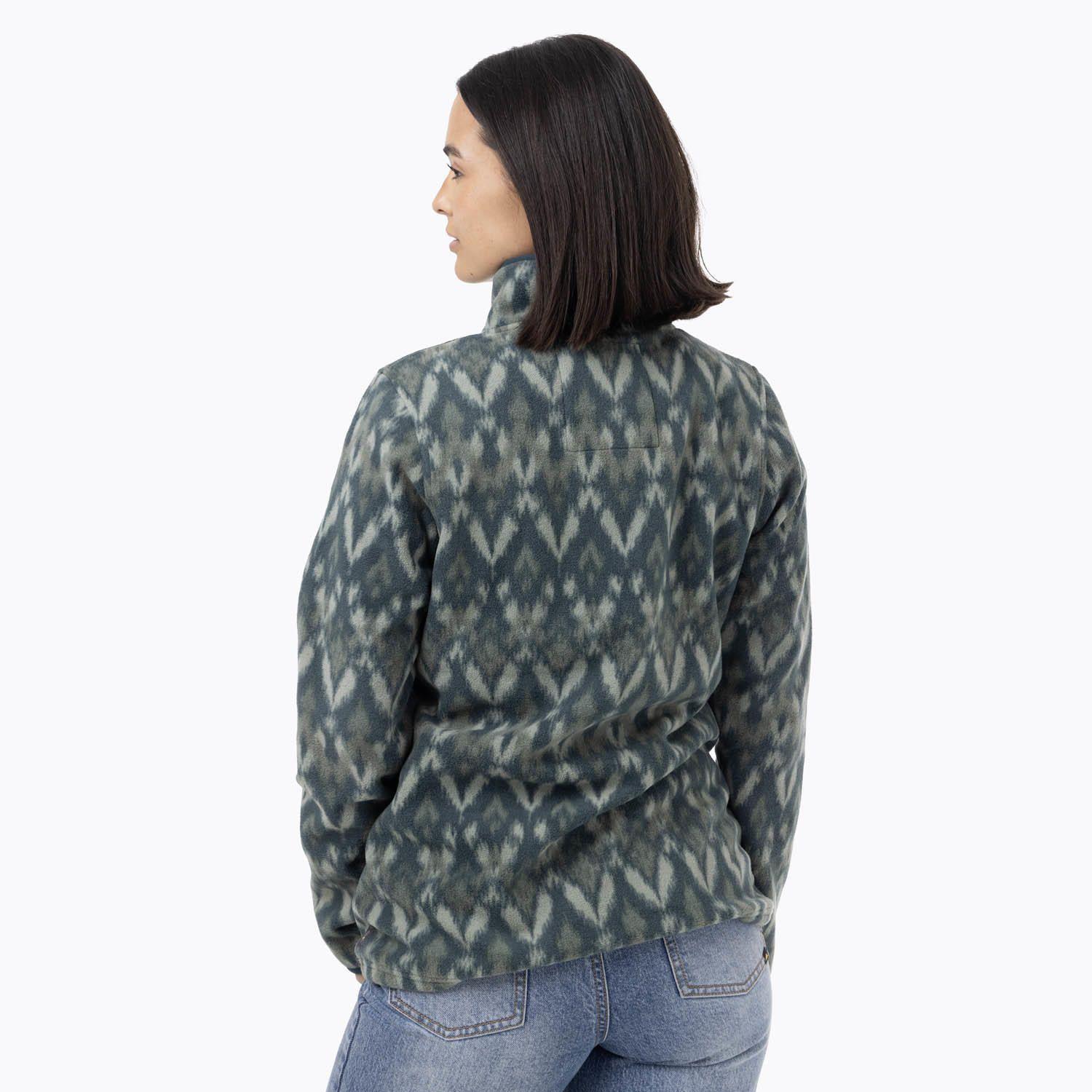 Polar Mujer Deches Print Snap Microfleece Verde-3