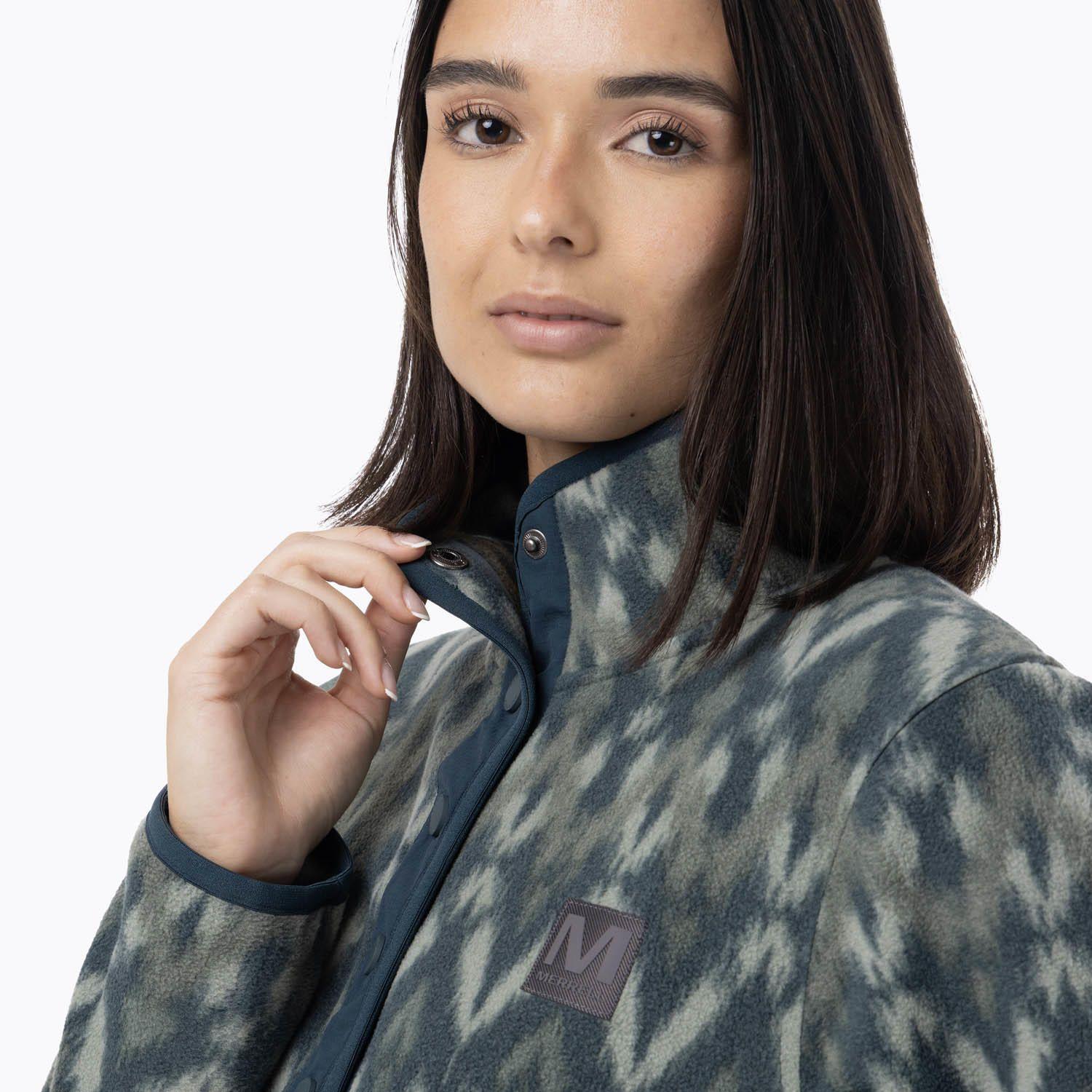 Polar Mujer Deches Print Snap Microfleece Verde-5