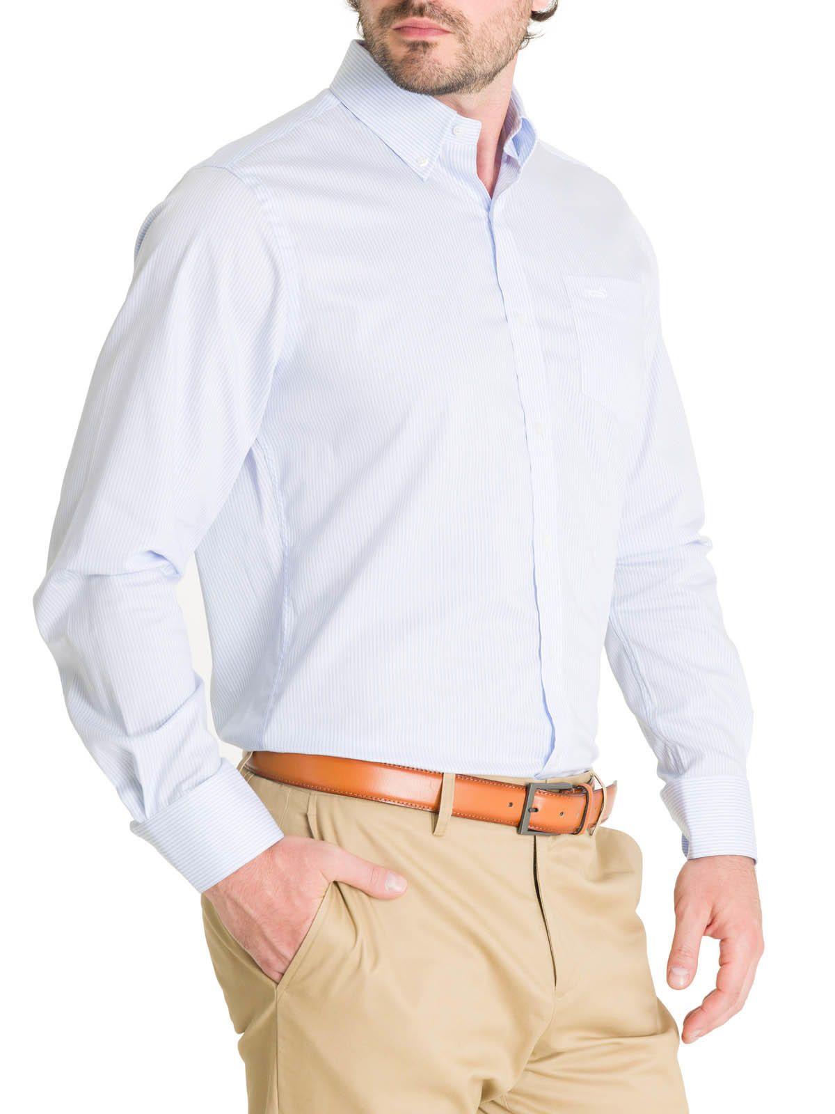 Camisa Cuello Botón Hombre Easyiron Celeste-6