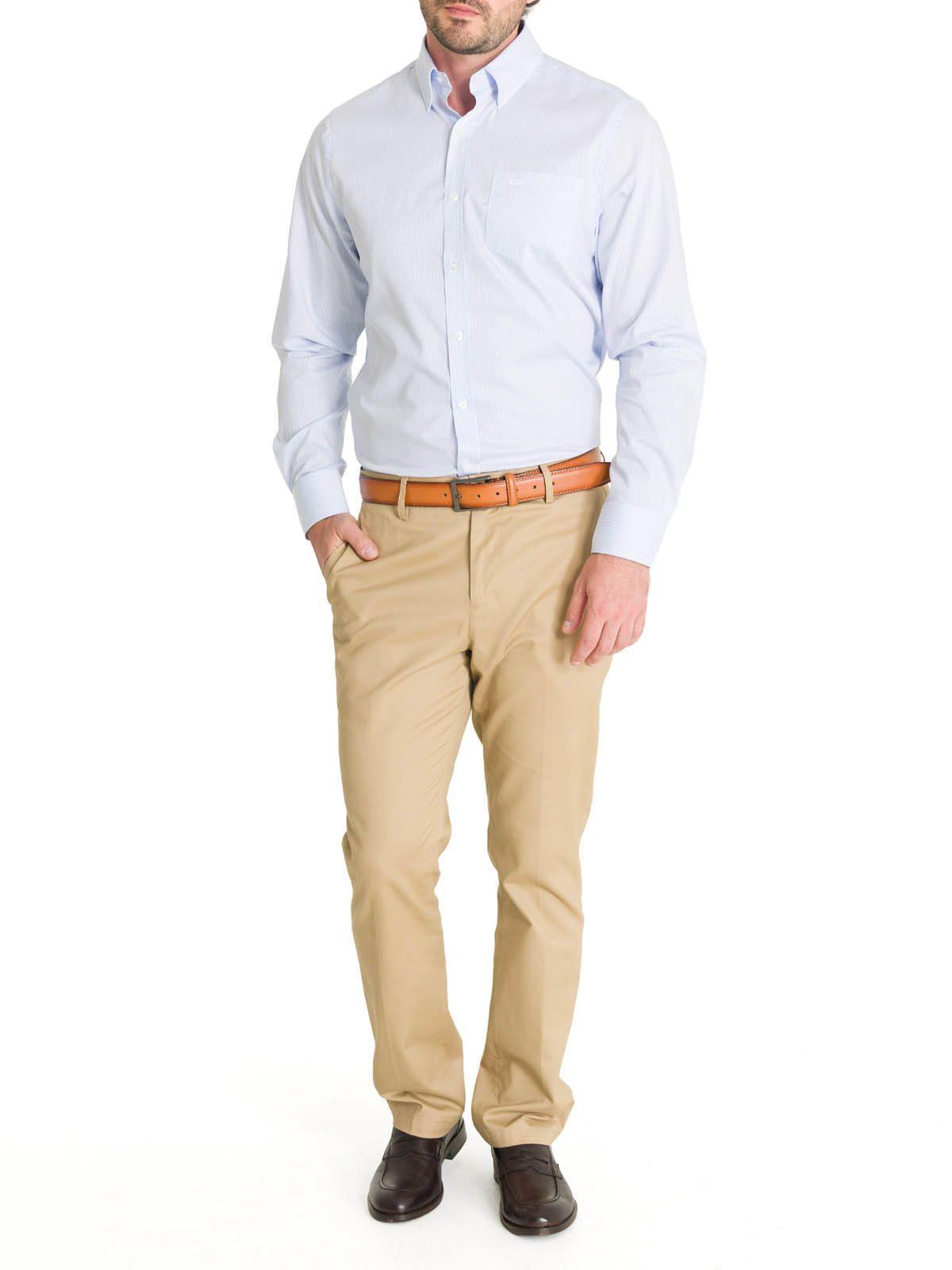 Camisa Cuello Botón Hombre Easyiron Celeste-9