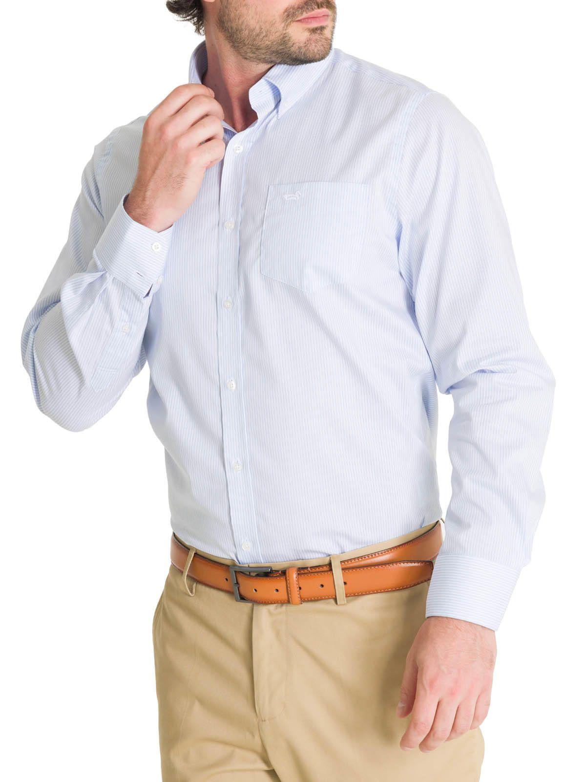 Camisa Cuello Botón Hombre Easyiron Celeste-5