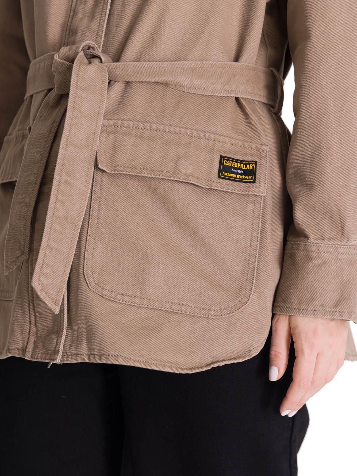 Chaqueta Larga Mujer Tie Waist Café-4