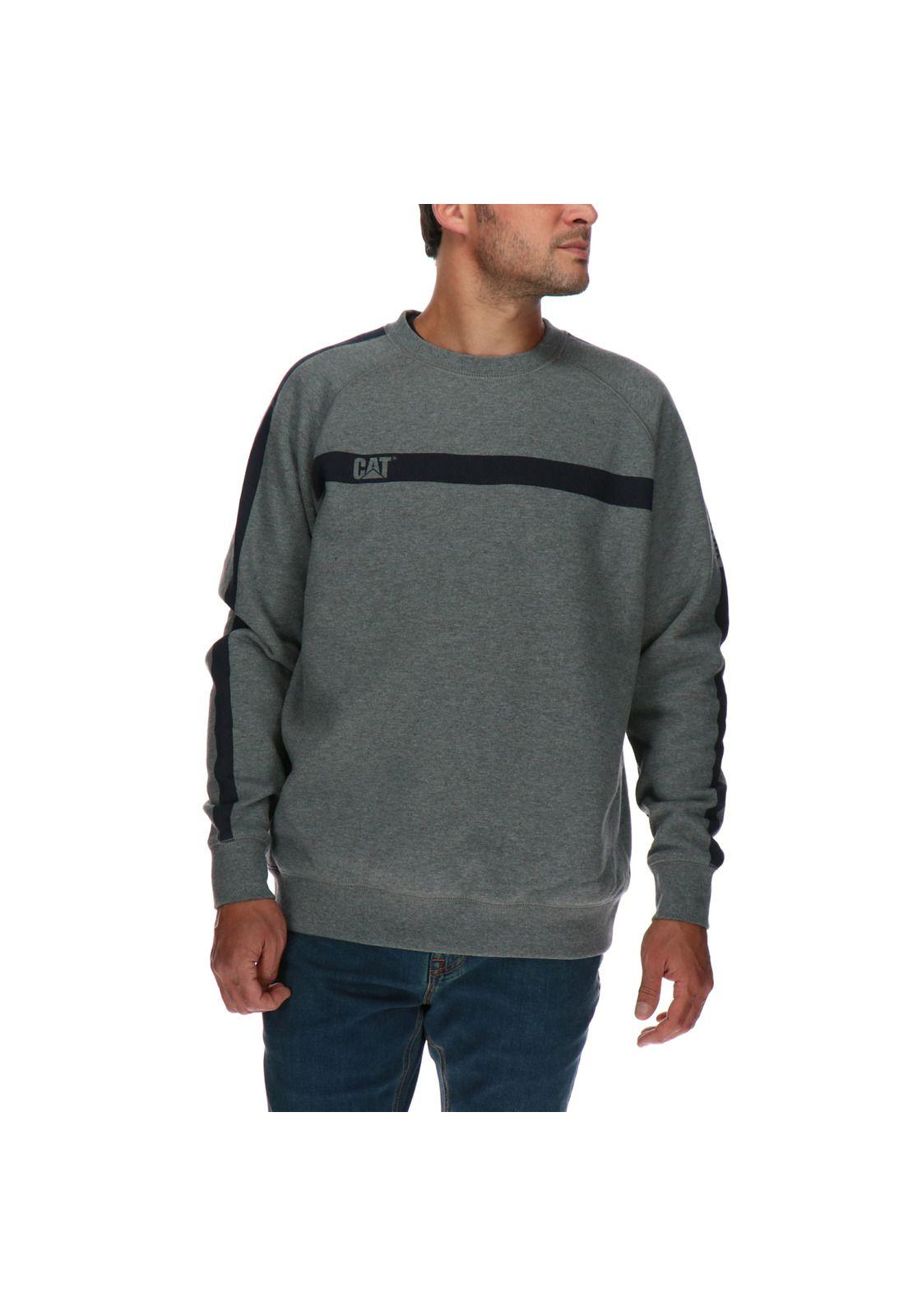 Poleron Icon Stripe Crew Neck Gris-0