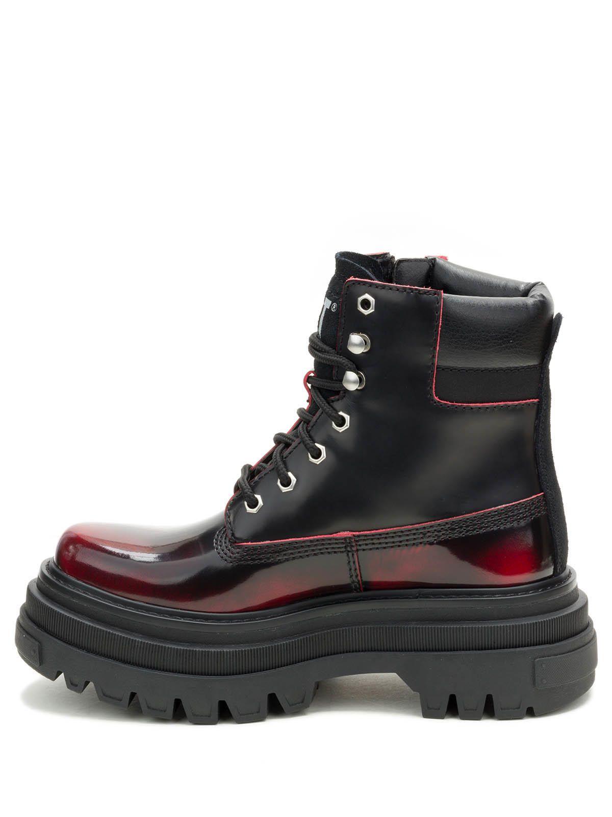 Botín Cuero Bolder Zip Mujer Burdeo-3