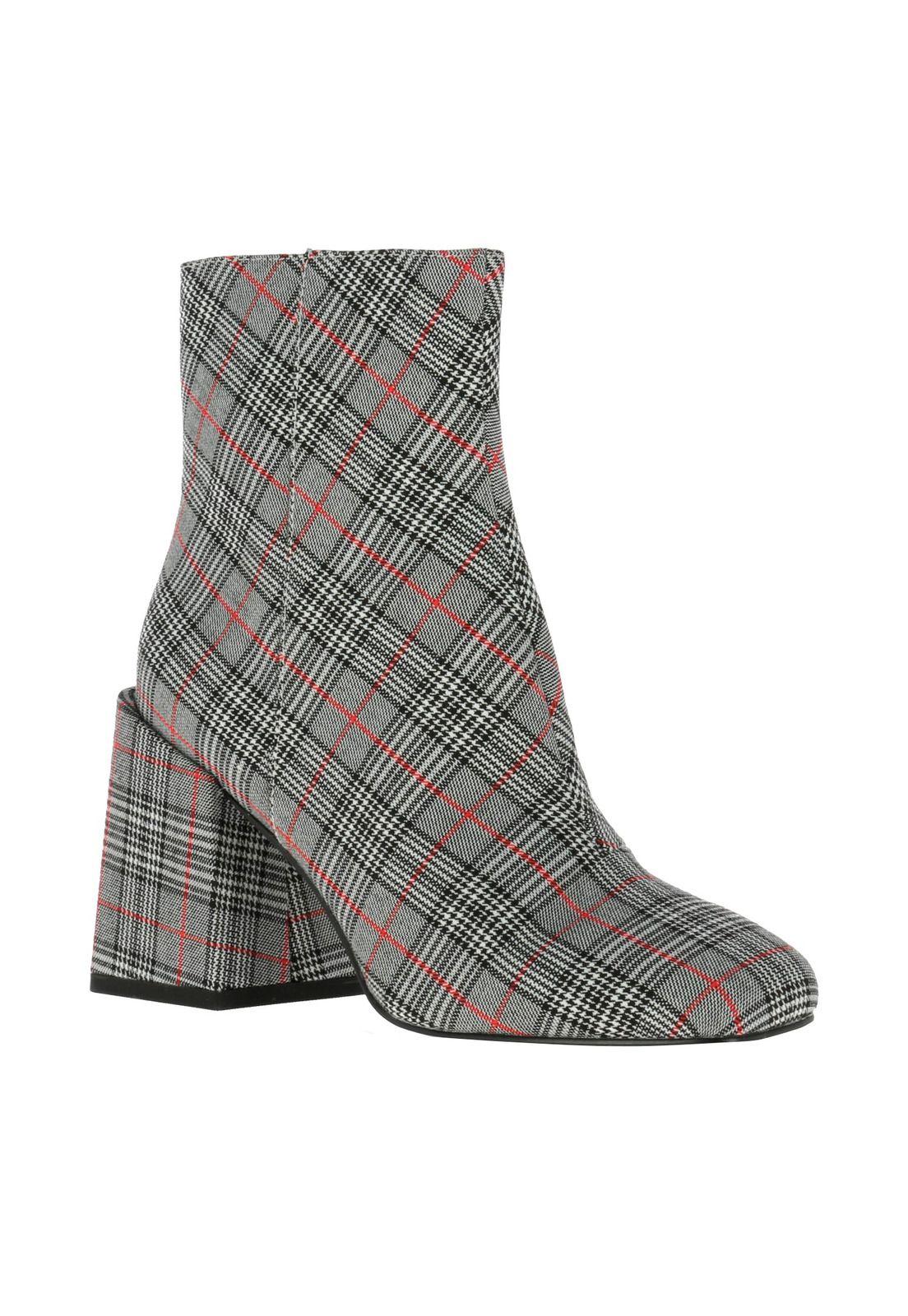 Botín Apphappy Gris Plaid Mujer-0