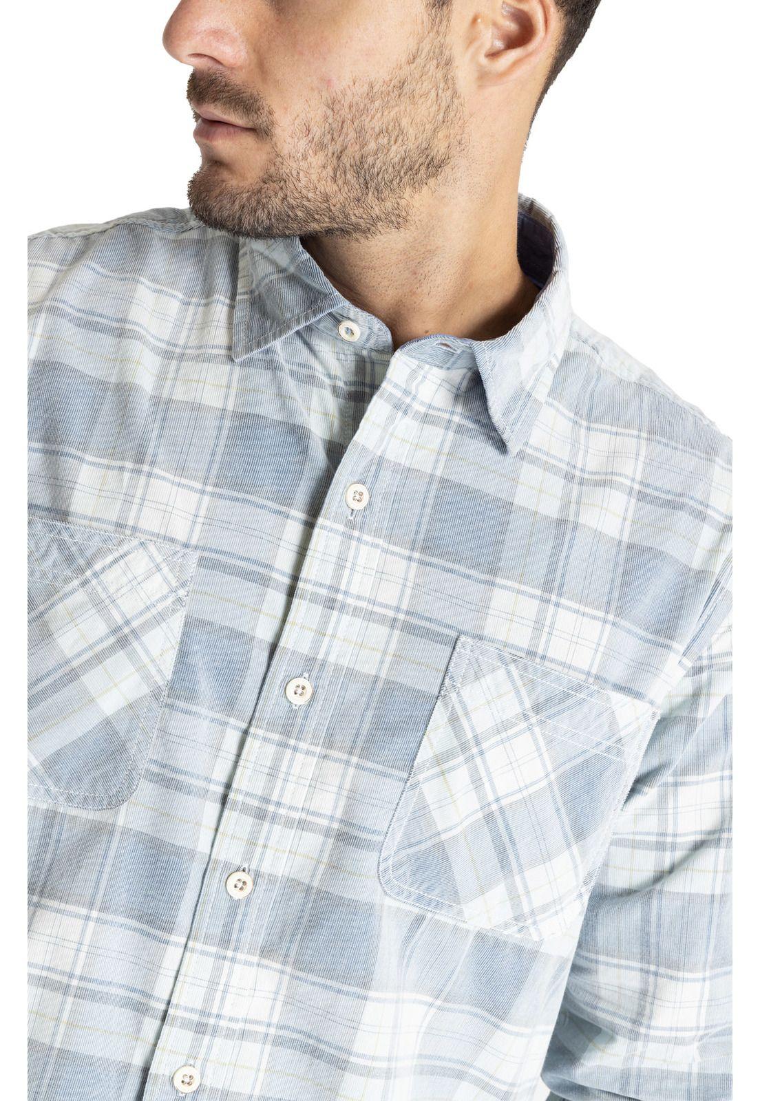 Camisa M/L Hombre Tartancord Azul-6