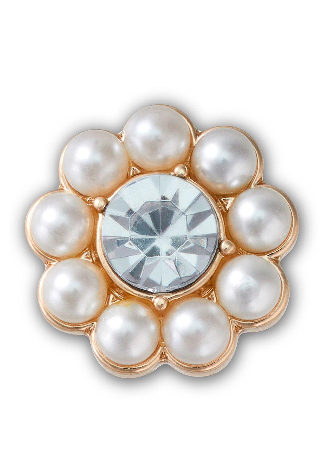 Jibbitz Flor De Perlas Diamantes Metalizado-0